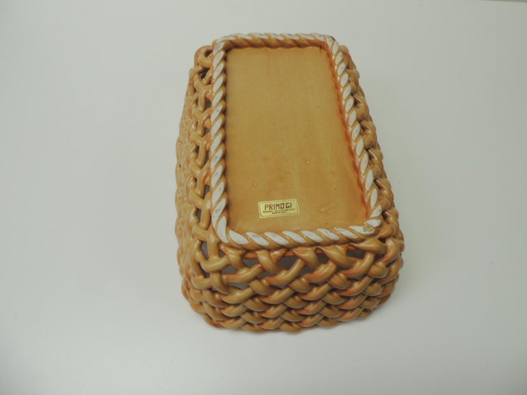 Vintage Basket Weave Ceramic Bread Orange Italian Basket at 1stDibs