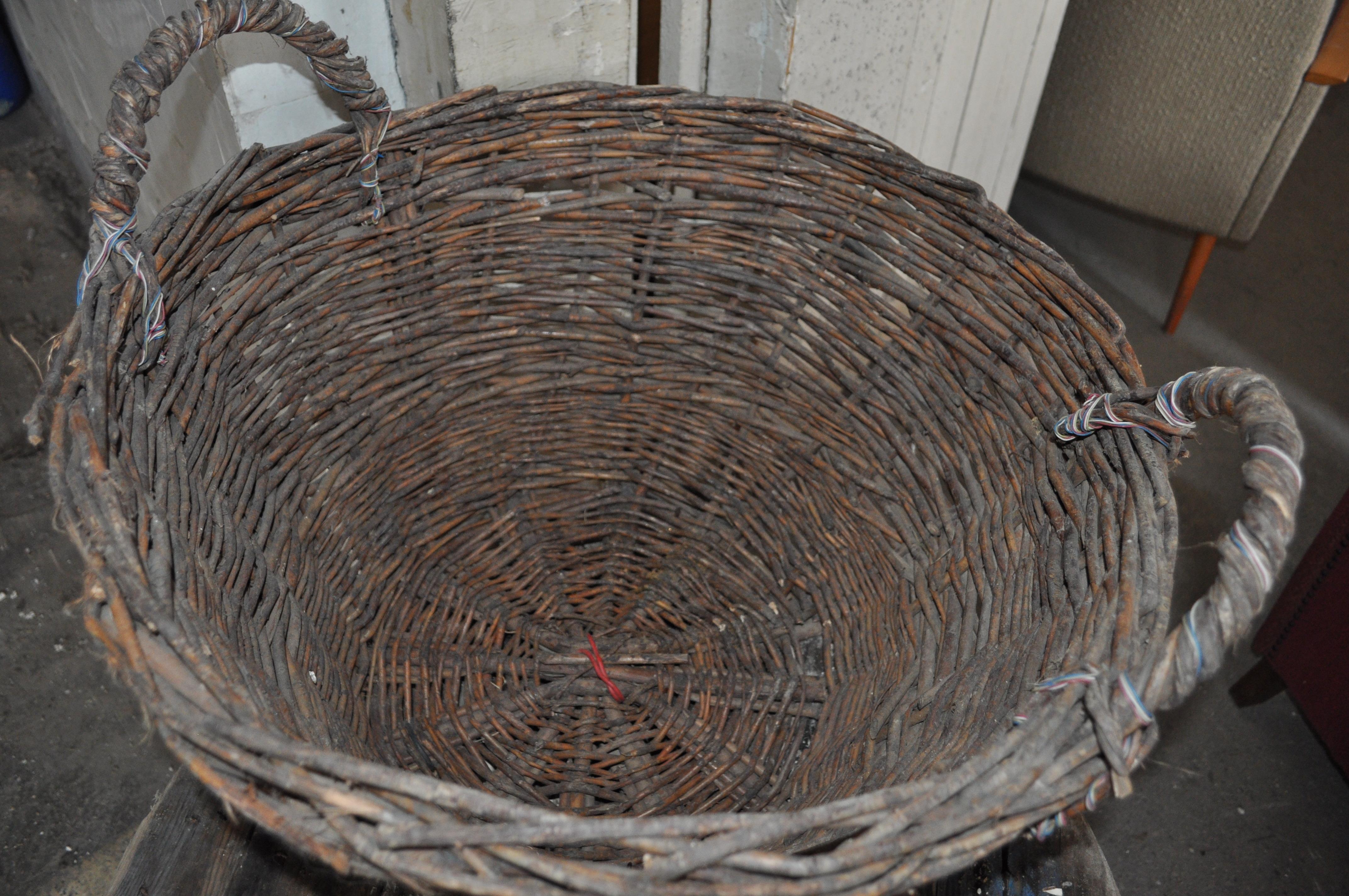 Hungarian Vintage Basket with Handles from Hungary, circa 1940s For Sale