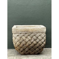 Vintage Basketweave Stone Planter