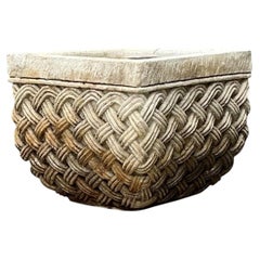 Vintage Basketweave Stone Planter