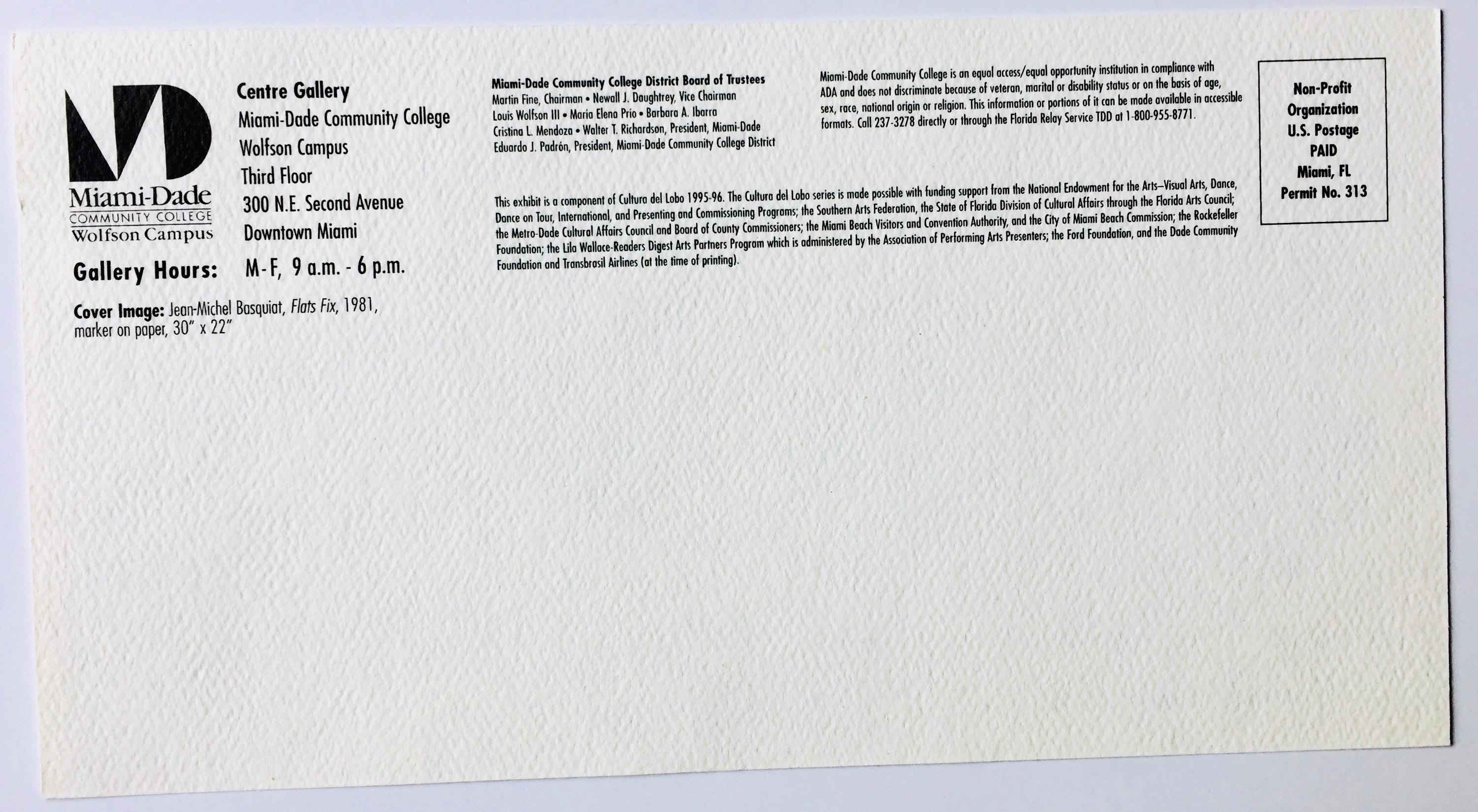 Late 20th Century Vintage Basquiat announcement card (Basquiat 'Flats Fix')