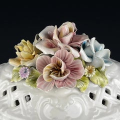 Vintage Bassano Italy Ceramic Tureen with Floral Lid, 1950s