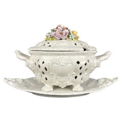 Vintage Bassano Italy Ceramic Tureen with Floral Lid, 1950s