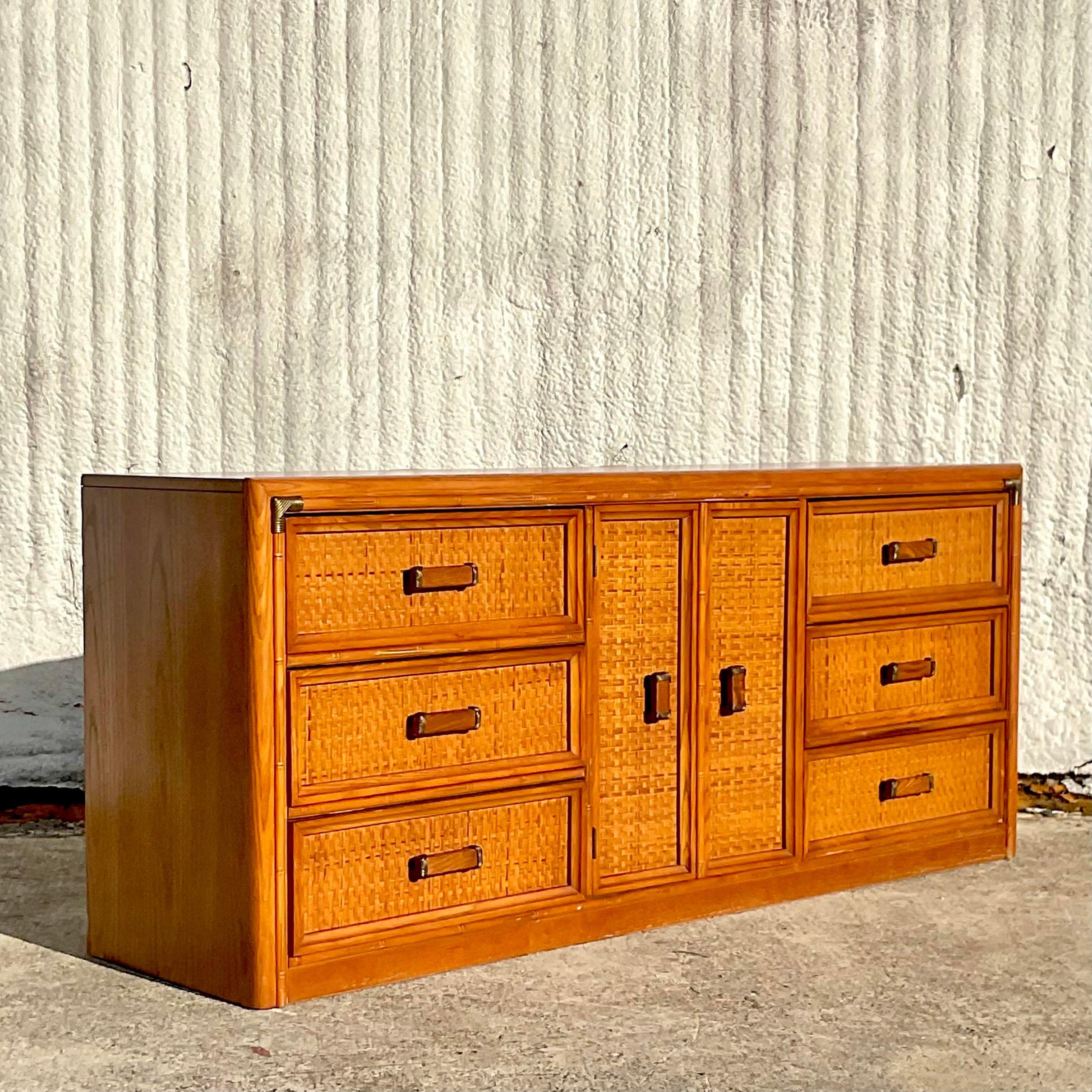 Vintage Bassett Faux Bamboo Credenza For Sale 5