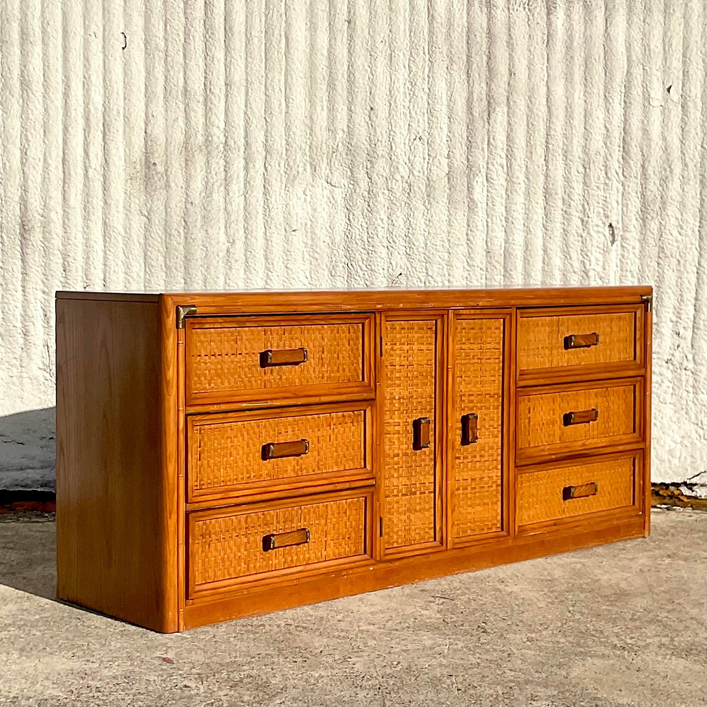 Vintage Bassett Faux Bamboo Credenza For Sale 3