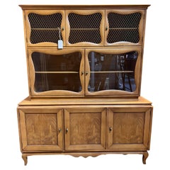 Vintage Bassett Furniture One Piece Cabinet with Glass and Wire Doors