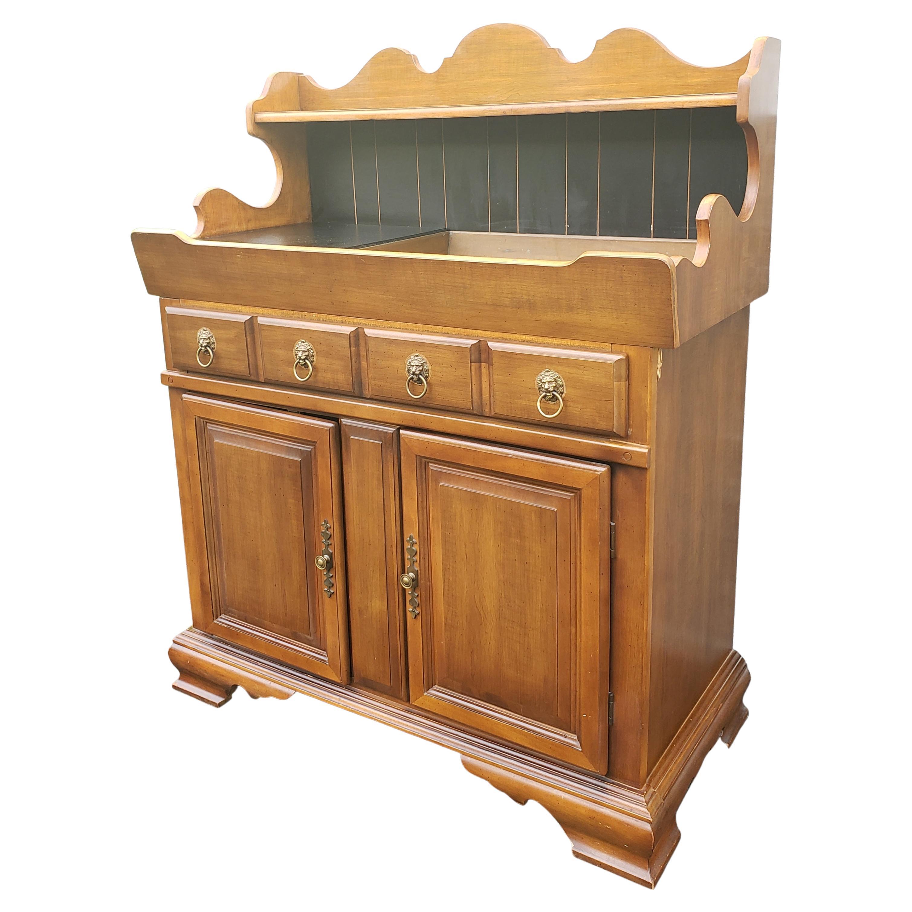 American Classical Vintage Bassett Maple Dry Sink Cabinet with Copper Lined Basin For Sale