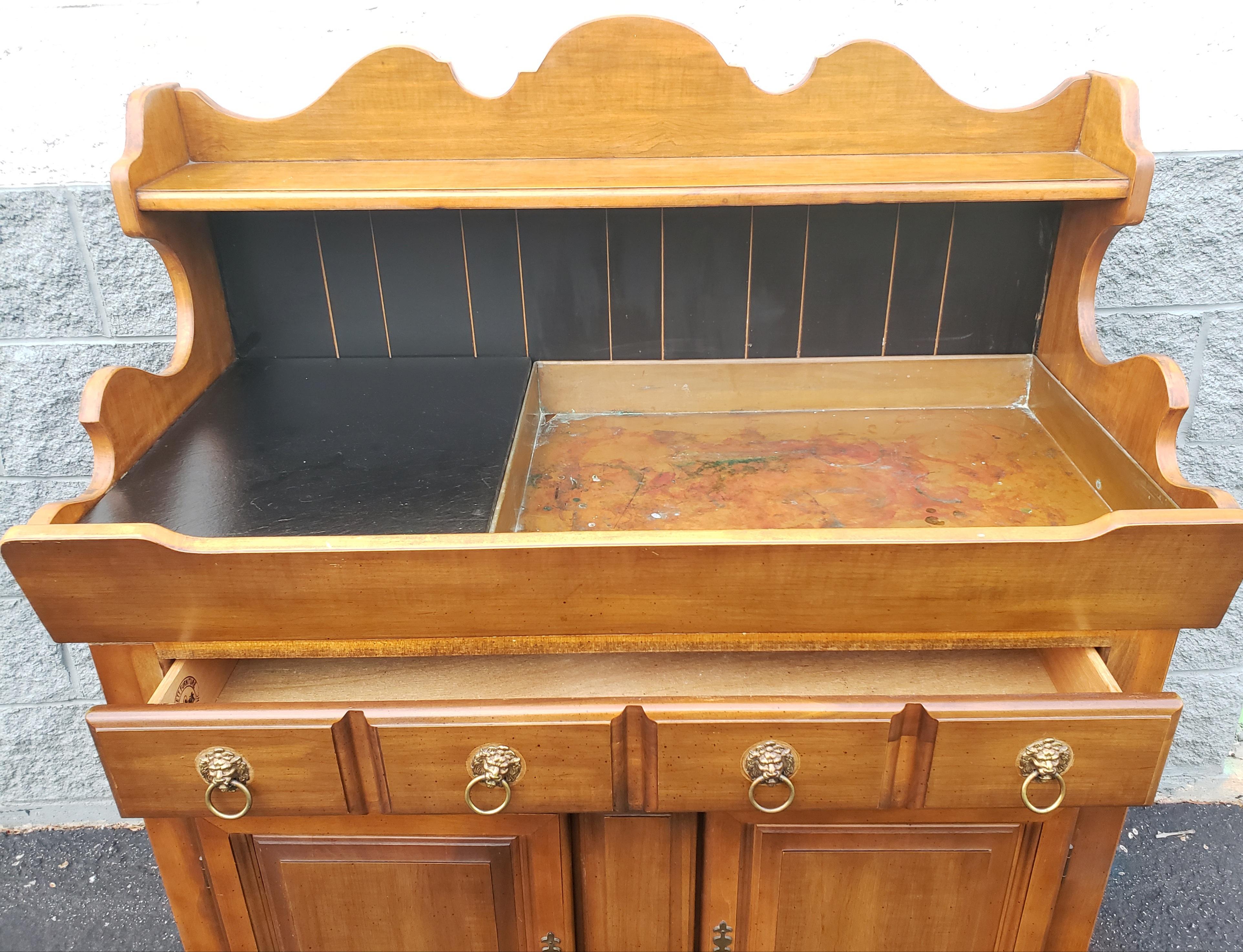 Woodwork Vintage Bassett Maple Dry Sink Cabinet with Copper Lined Basin For Sale