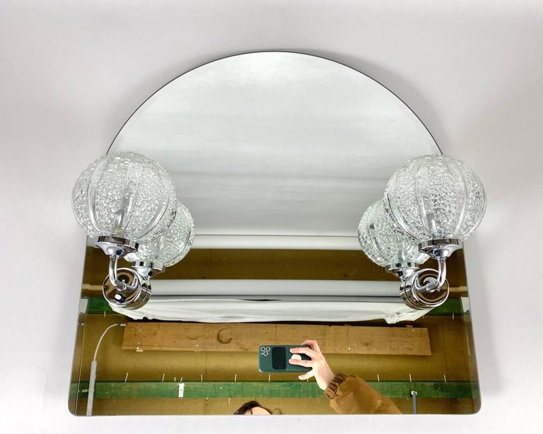 Vintage Bathroom Mirror with Two Sconces by Schemmann, Germany For Sale ...
