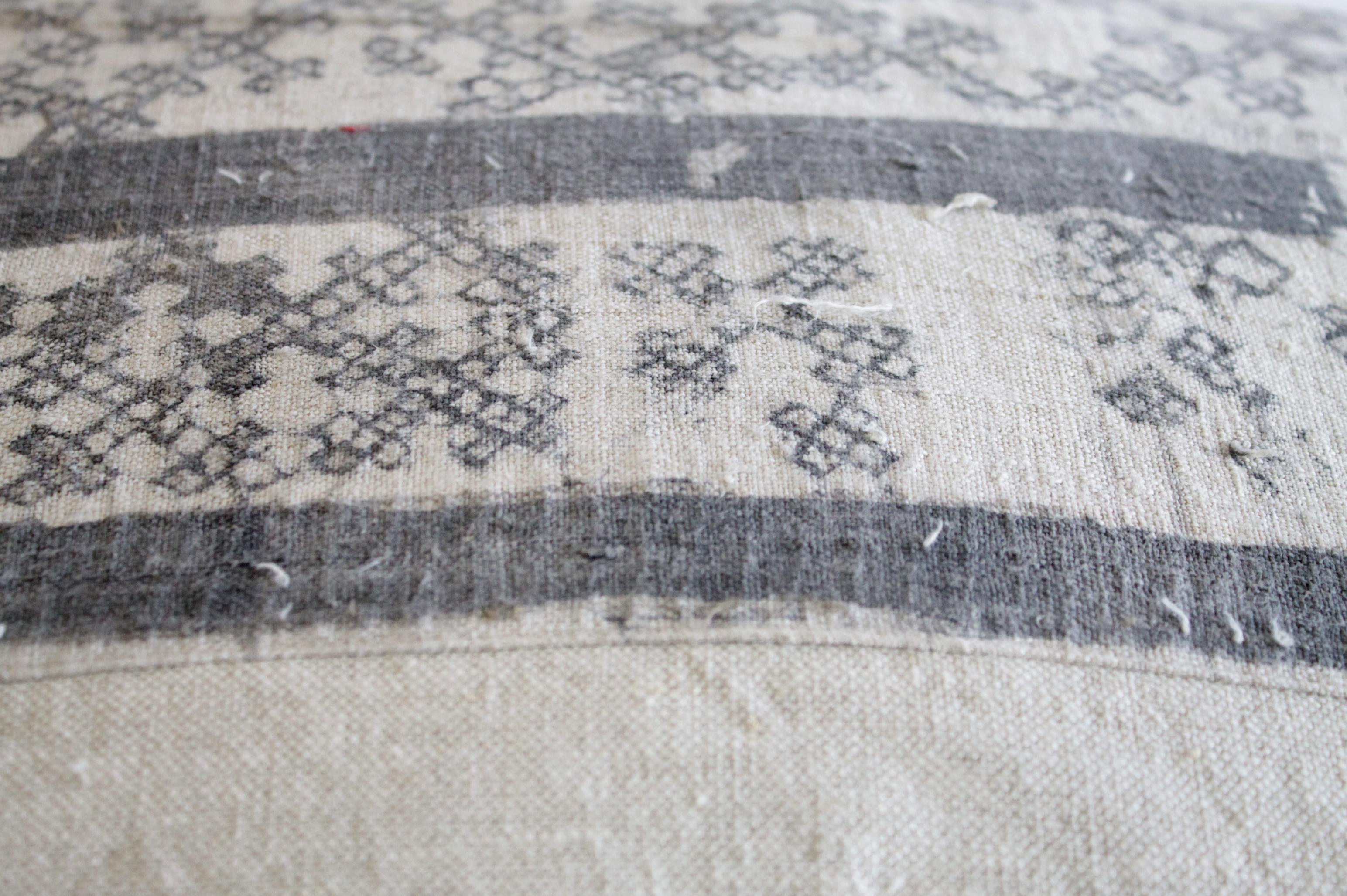 Vintage Batik and Linen Custom Lumbar Pillows 1