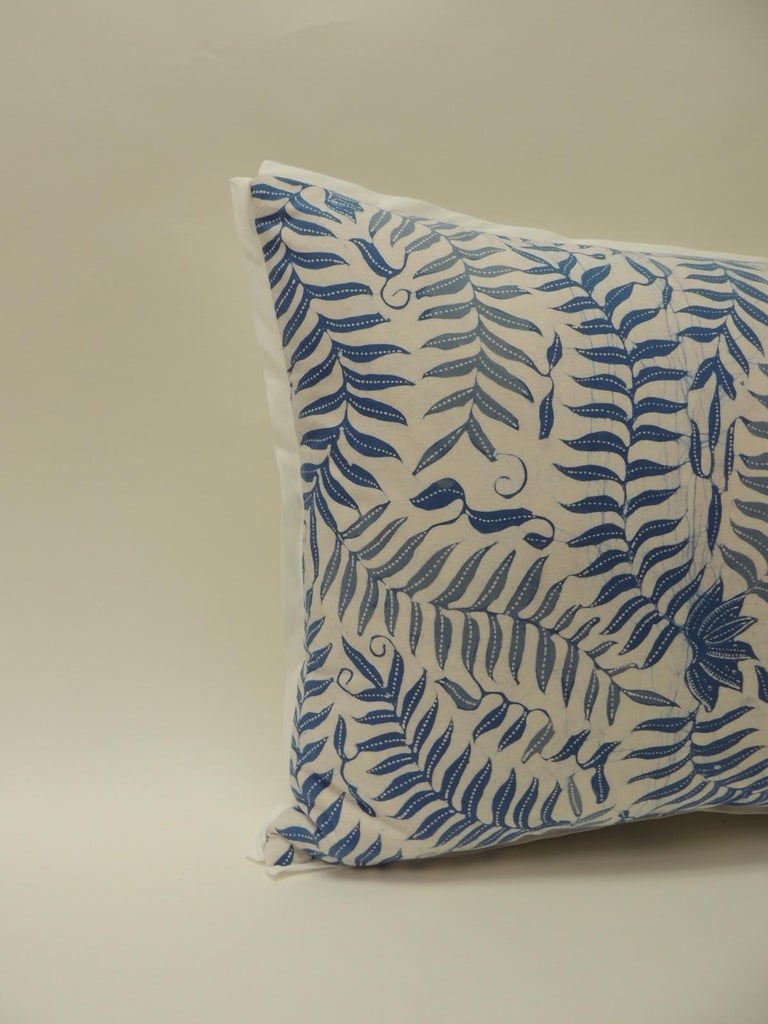 Vintage Batik Blue and White Bolster Decorative Pillow at 1stDibs