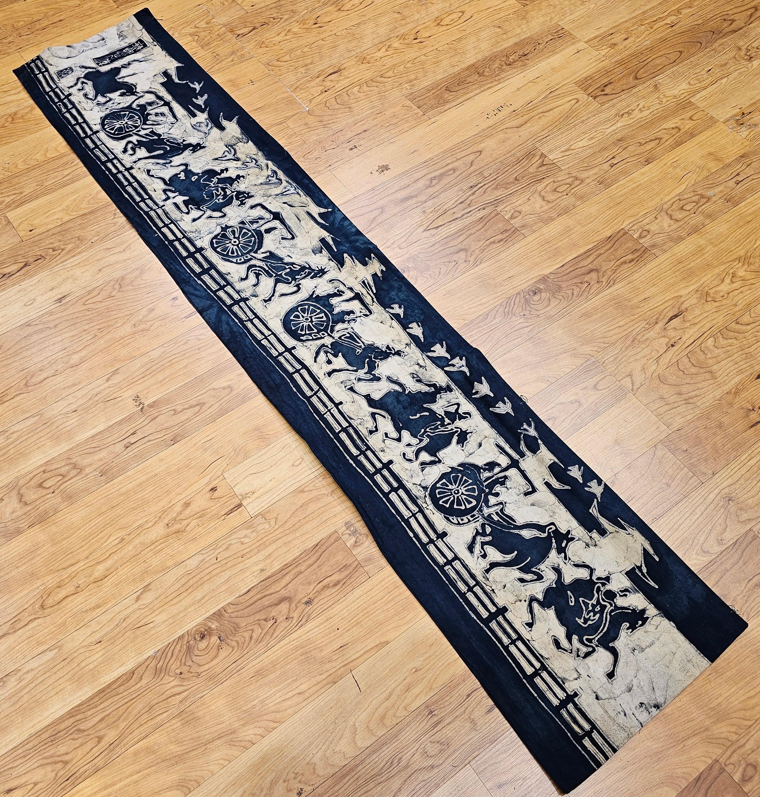 Vintage Batik Tela Pintura Tribal Folk Wall Art en venta 3