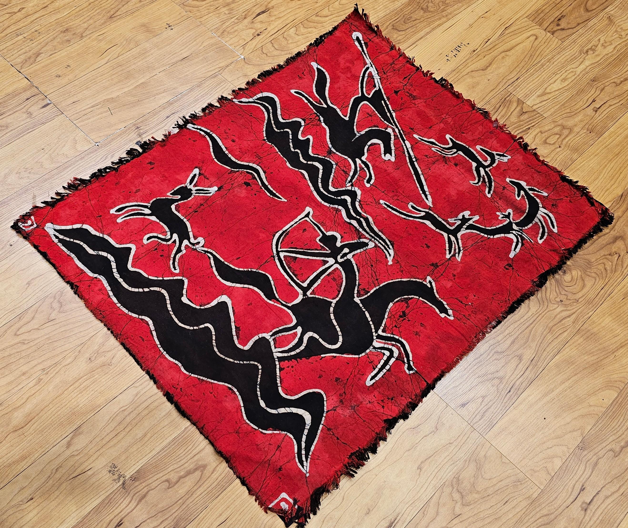 Vintage Batik Tela Pintura Tribal Folk Wall Art en venta 4