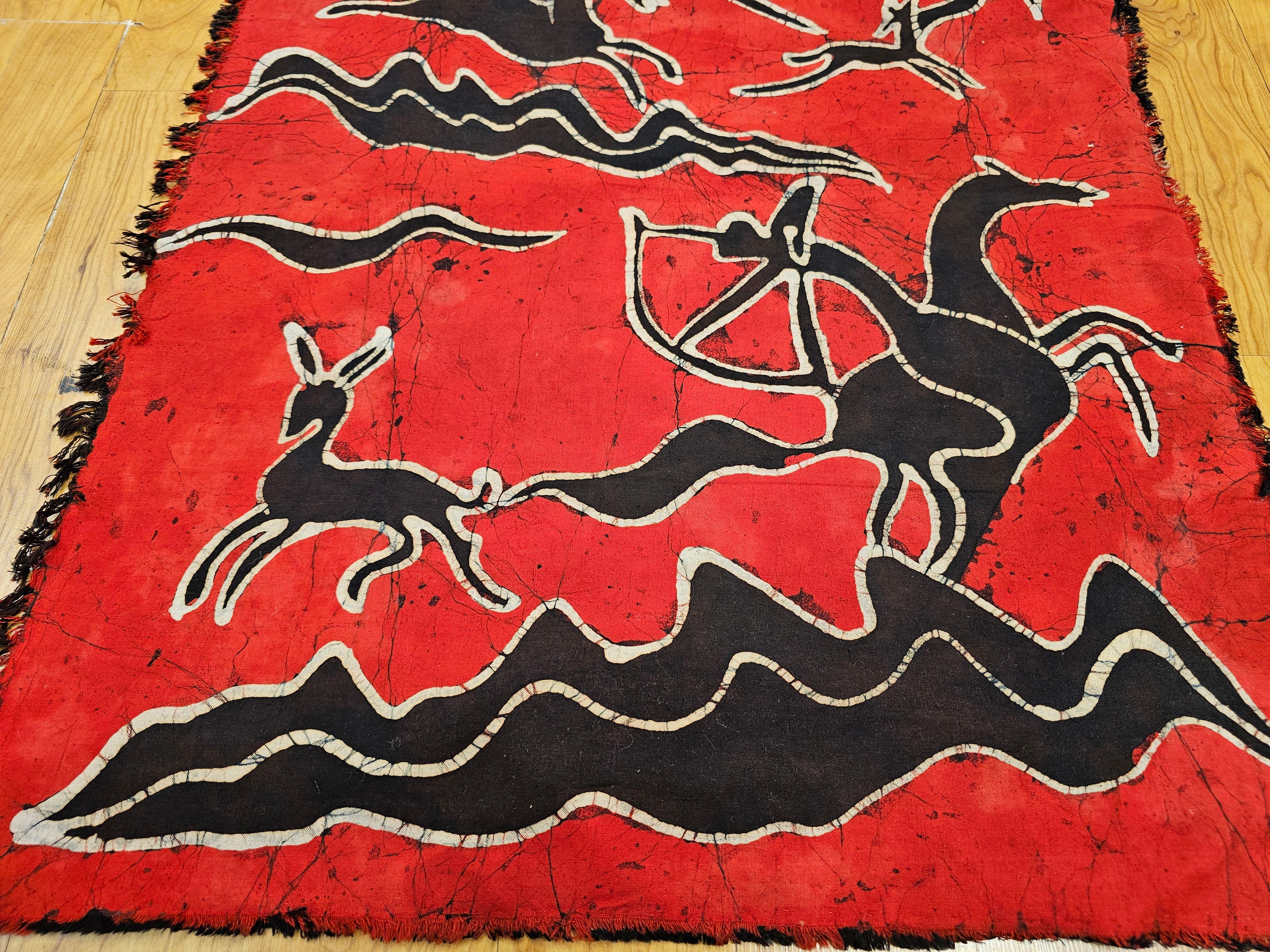 Vintage Batik Tela Pintura Tribal Folk Wall Art Indonesio en venta