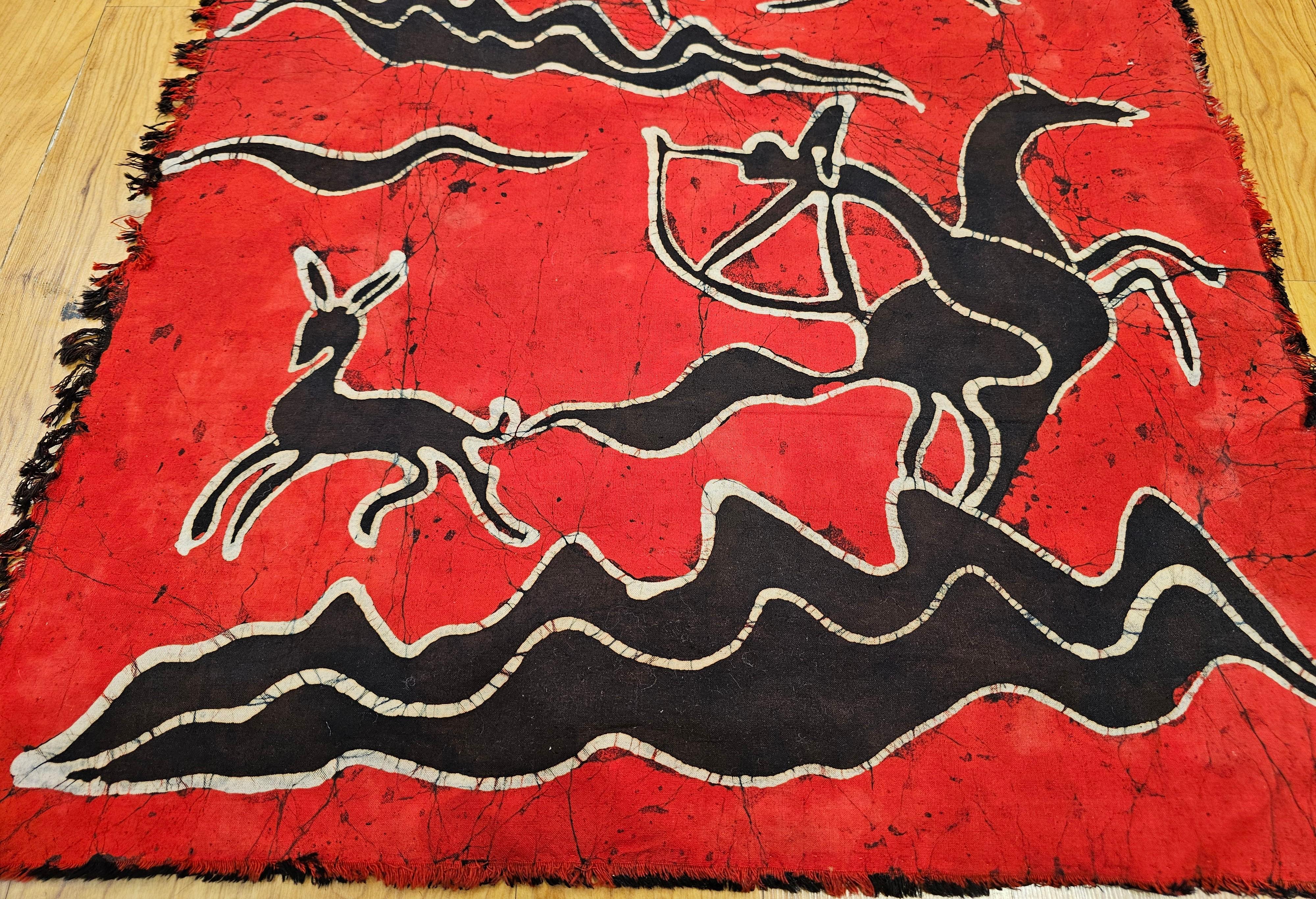 Vintage Batik Tela Pintura Tribal Folk Wall Art Pintado a mano en venta