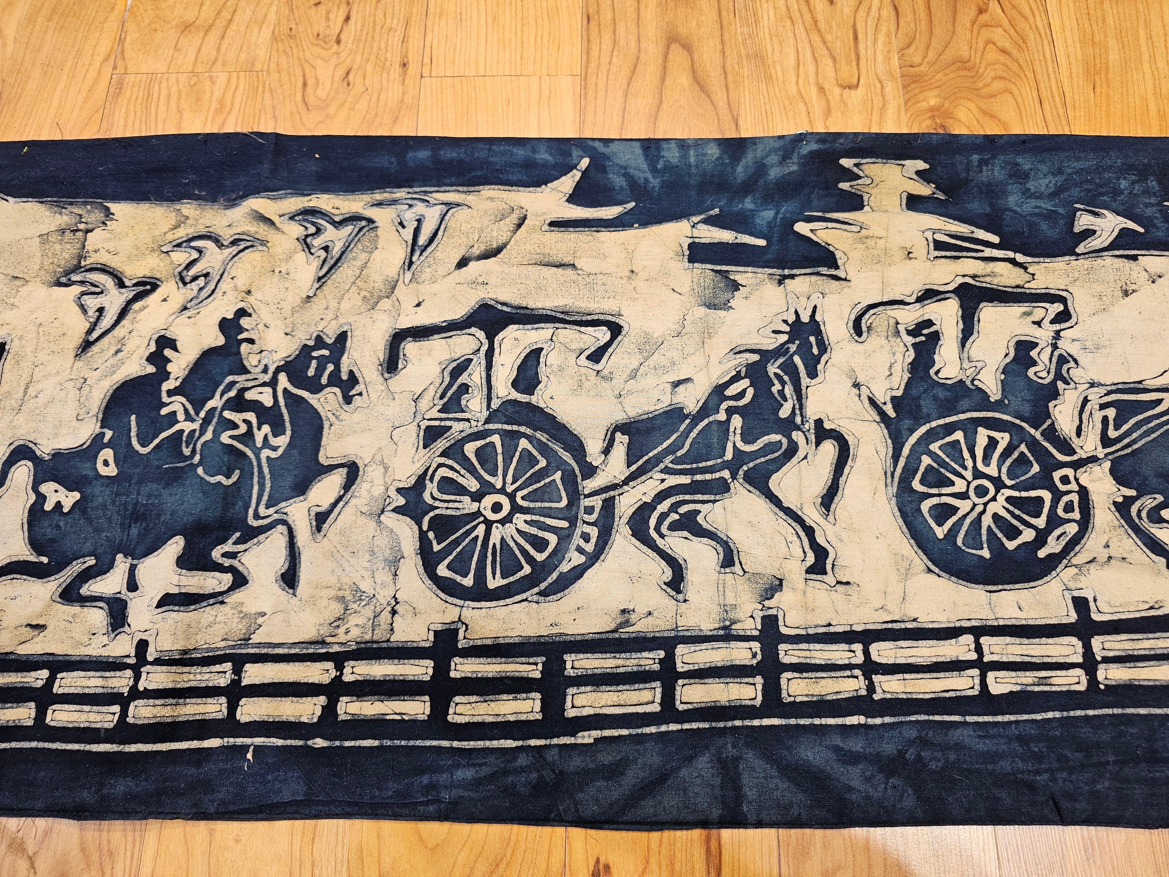 Vintage Batik Tela Pintura Tribal Folk Wall Art Pintado a mano en venta