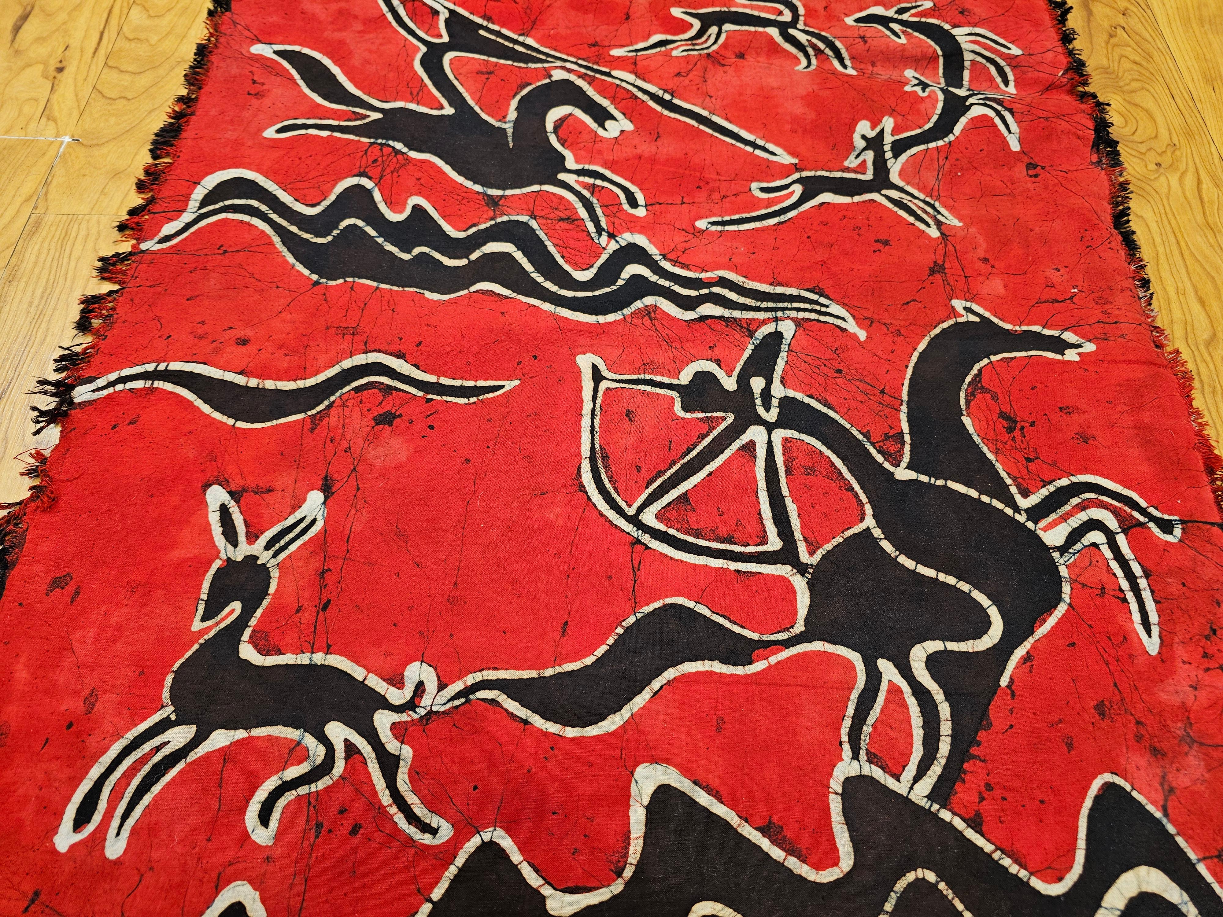 Vintage Batik Tela Pintura Tribal Folk Wall Art en Bueno estado para la venta en Barrington, IL