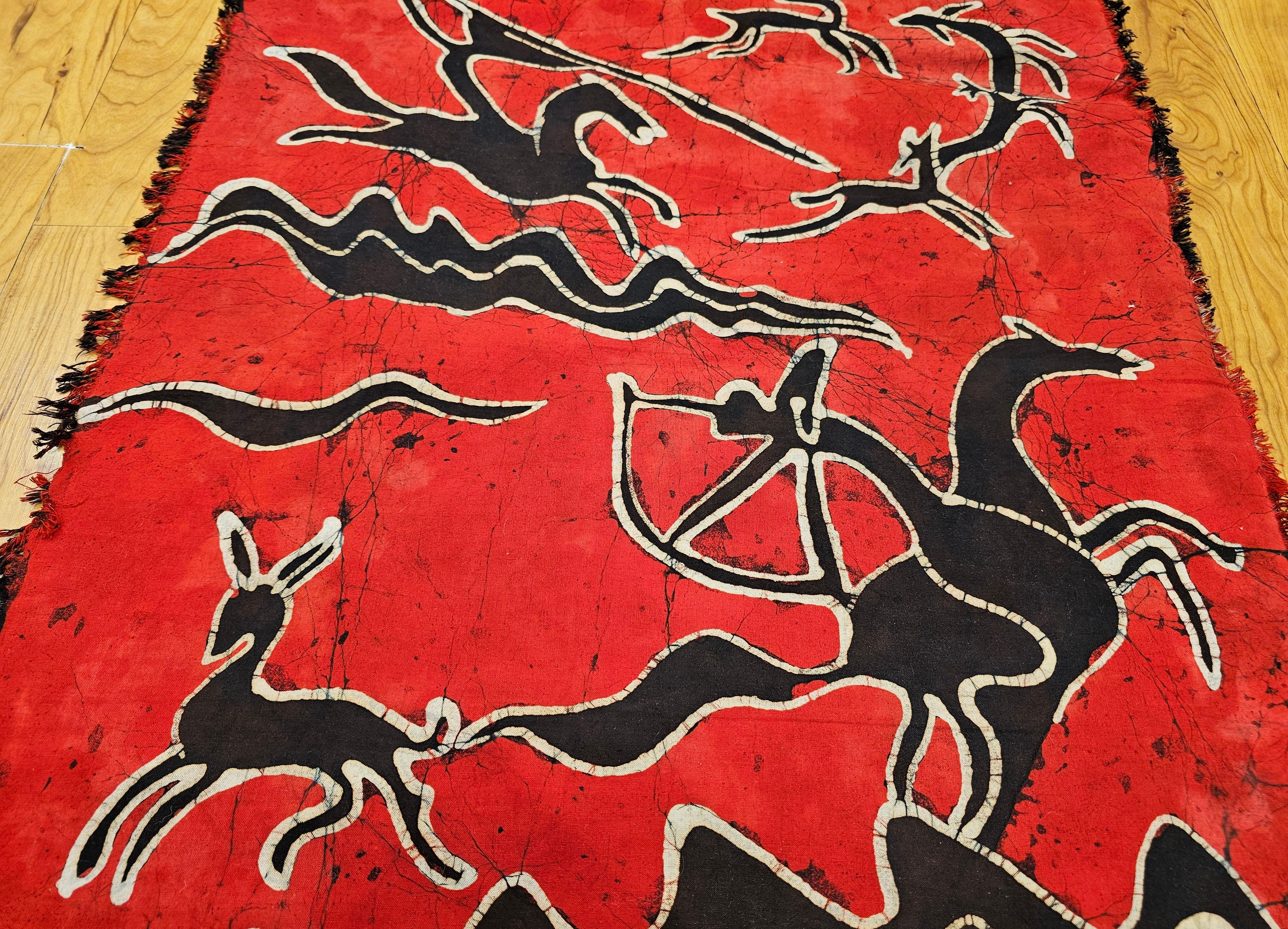 Vintage Batik Tela Pintura Tribal Folk Wall Art siglo XX en venta
