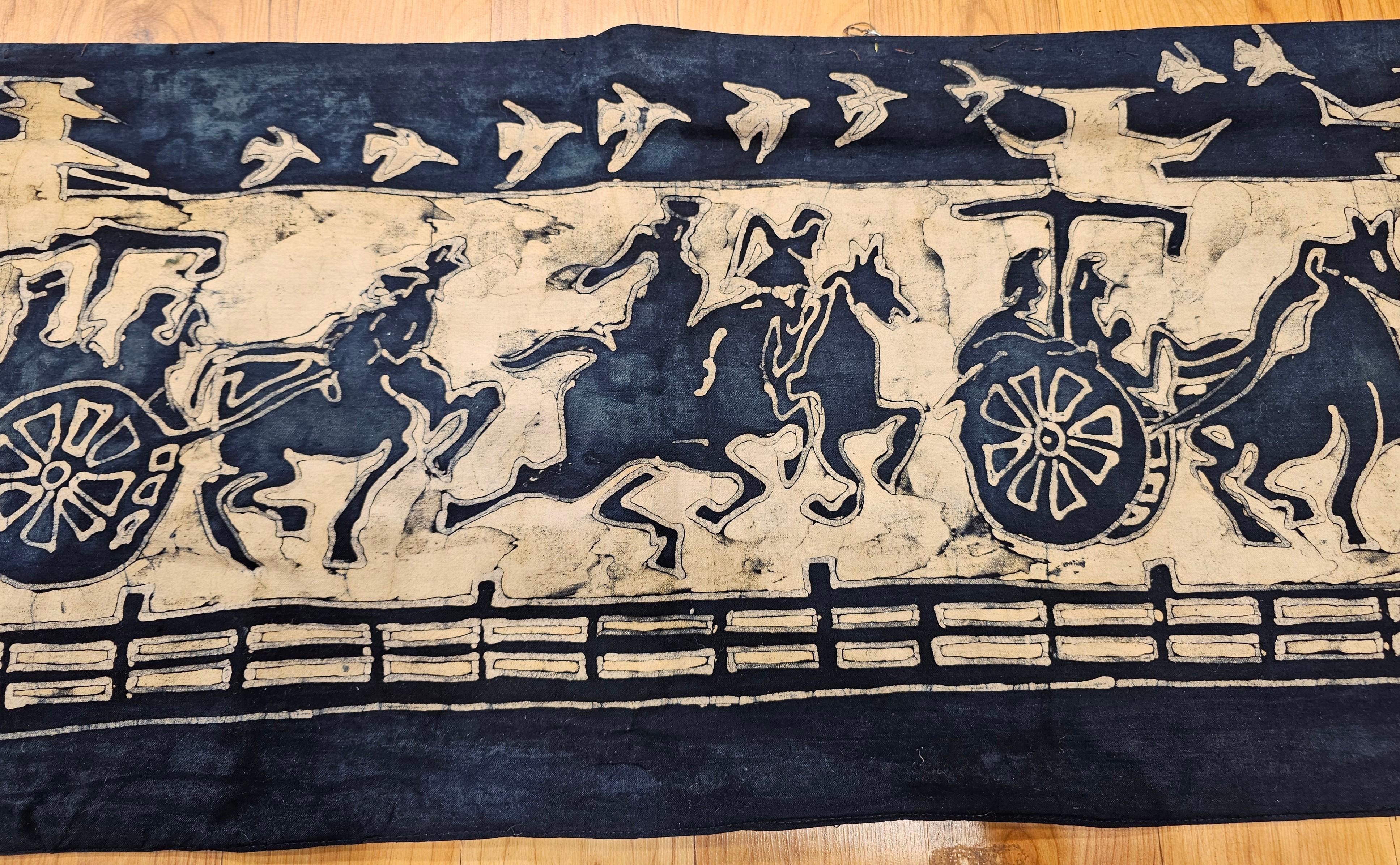 Vintage Batik Tela Pintura Tribal Folk Wall Art siglo XX en venta