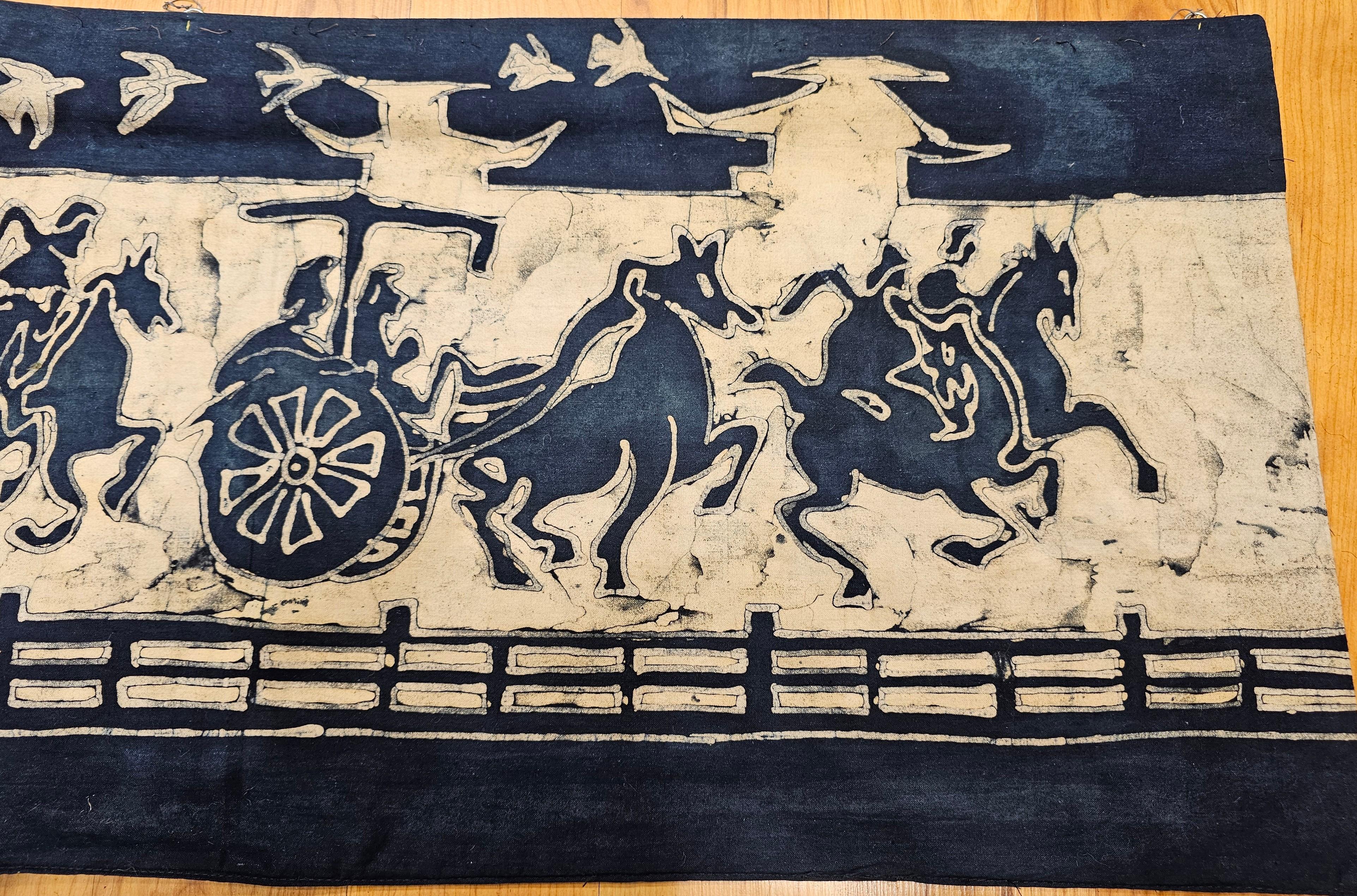 Vintage Batik Tela Pintura Tribal Folk Wall Art Textil en venta