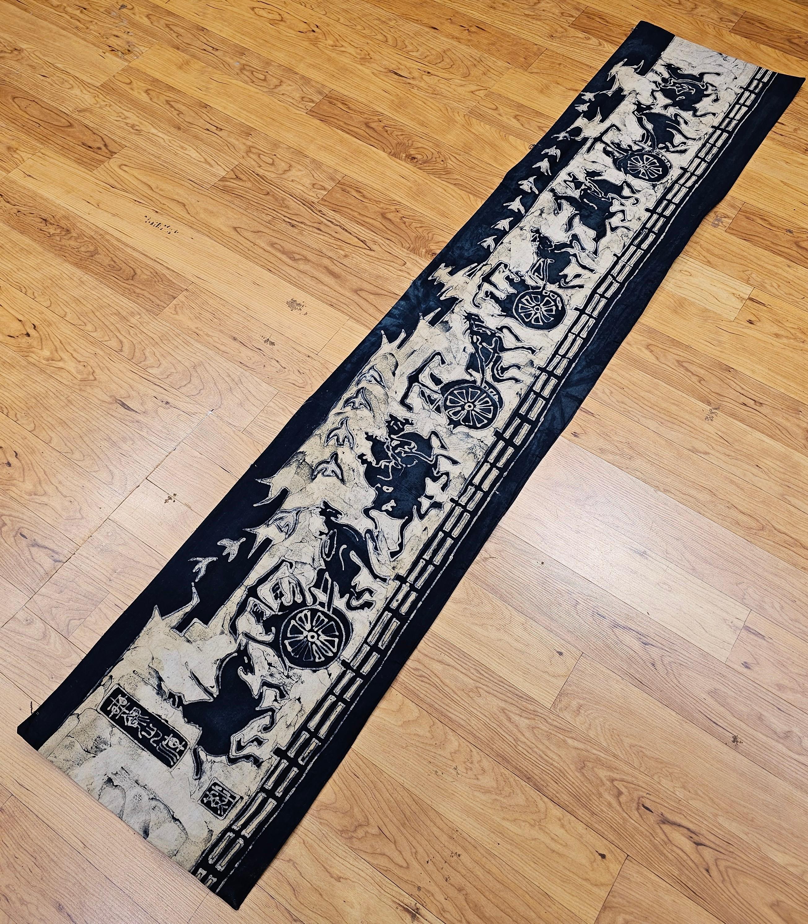 Vintage Batik Tela Pintura Tribal Folk Wall Art en venta 1