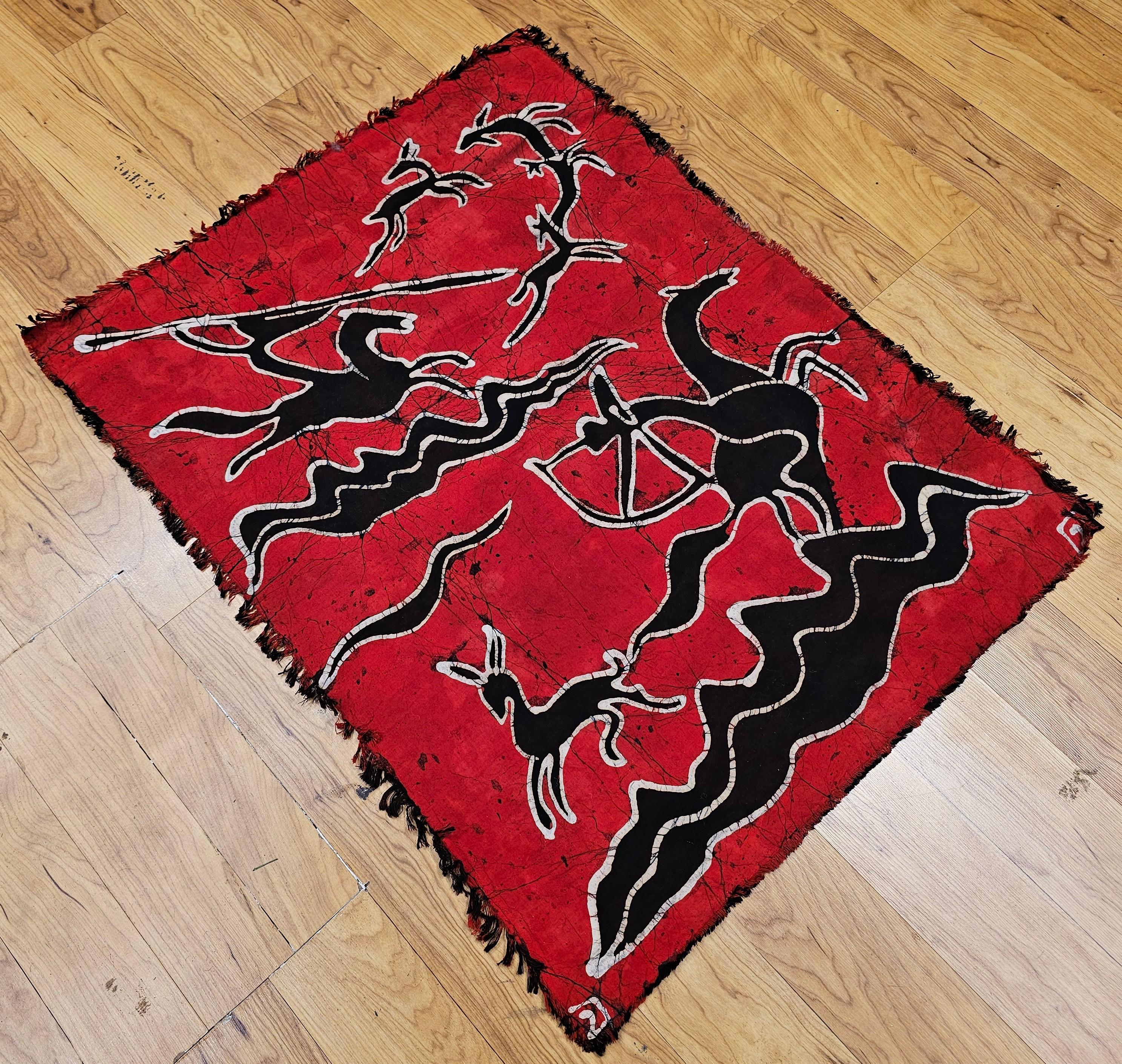 Vintage Batik Tela Pintura Tribal Folk Wall Art en venta 2