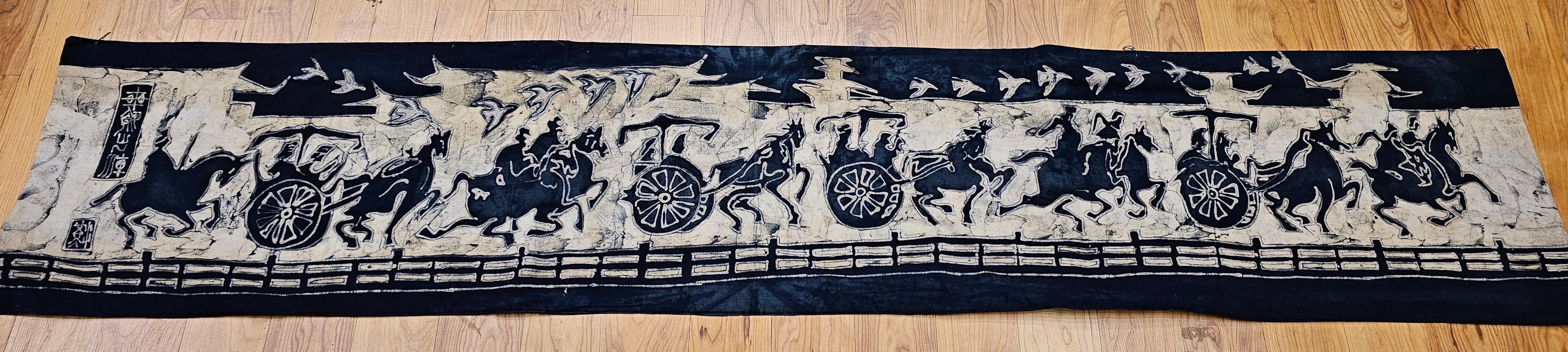 Vintage Batik Tela Pintura Tribal Folk Wall Art en venta 2
