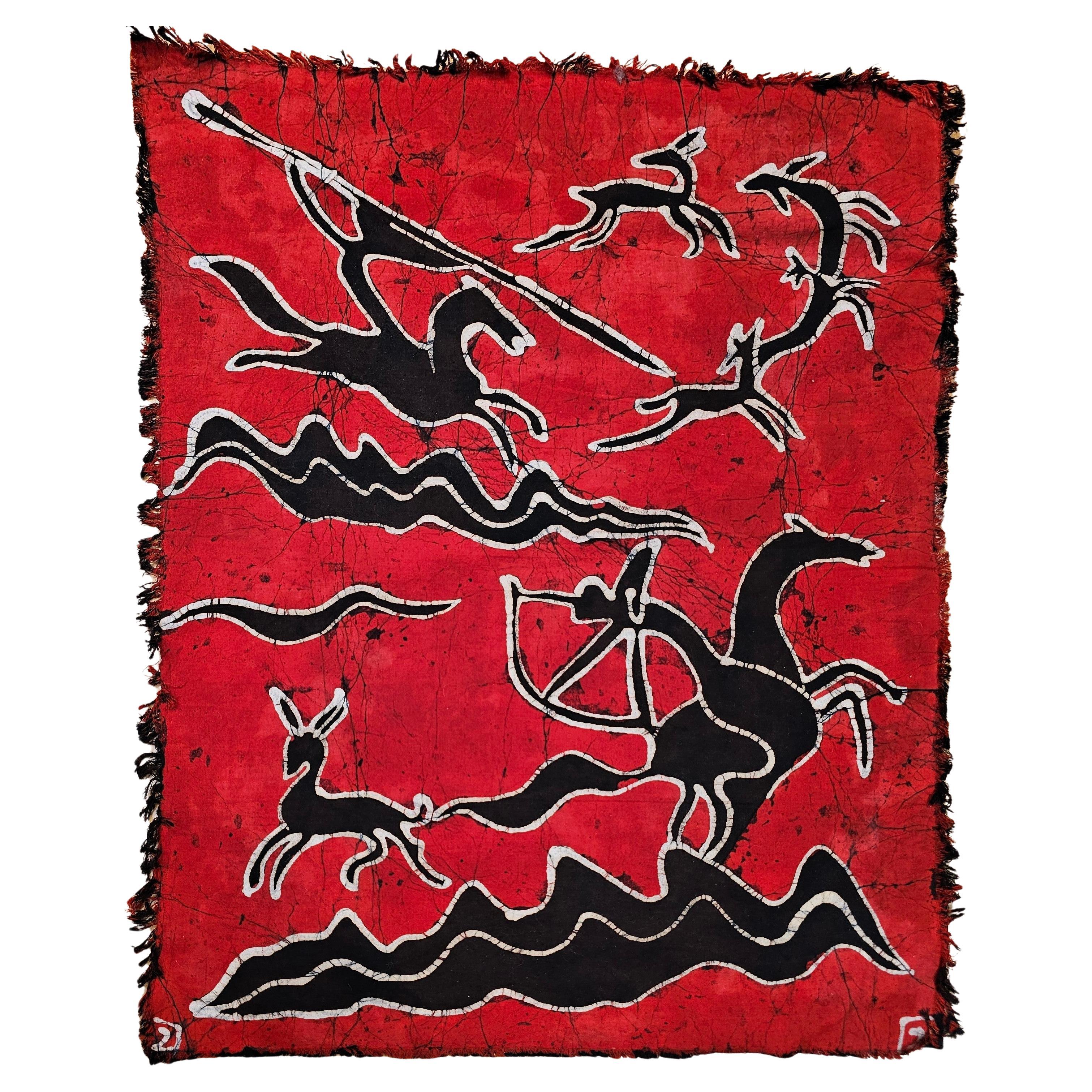Vintage Batik Stoff Malerei Tribal Folk Wandkunst