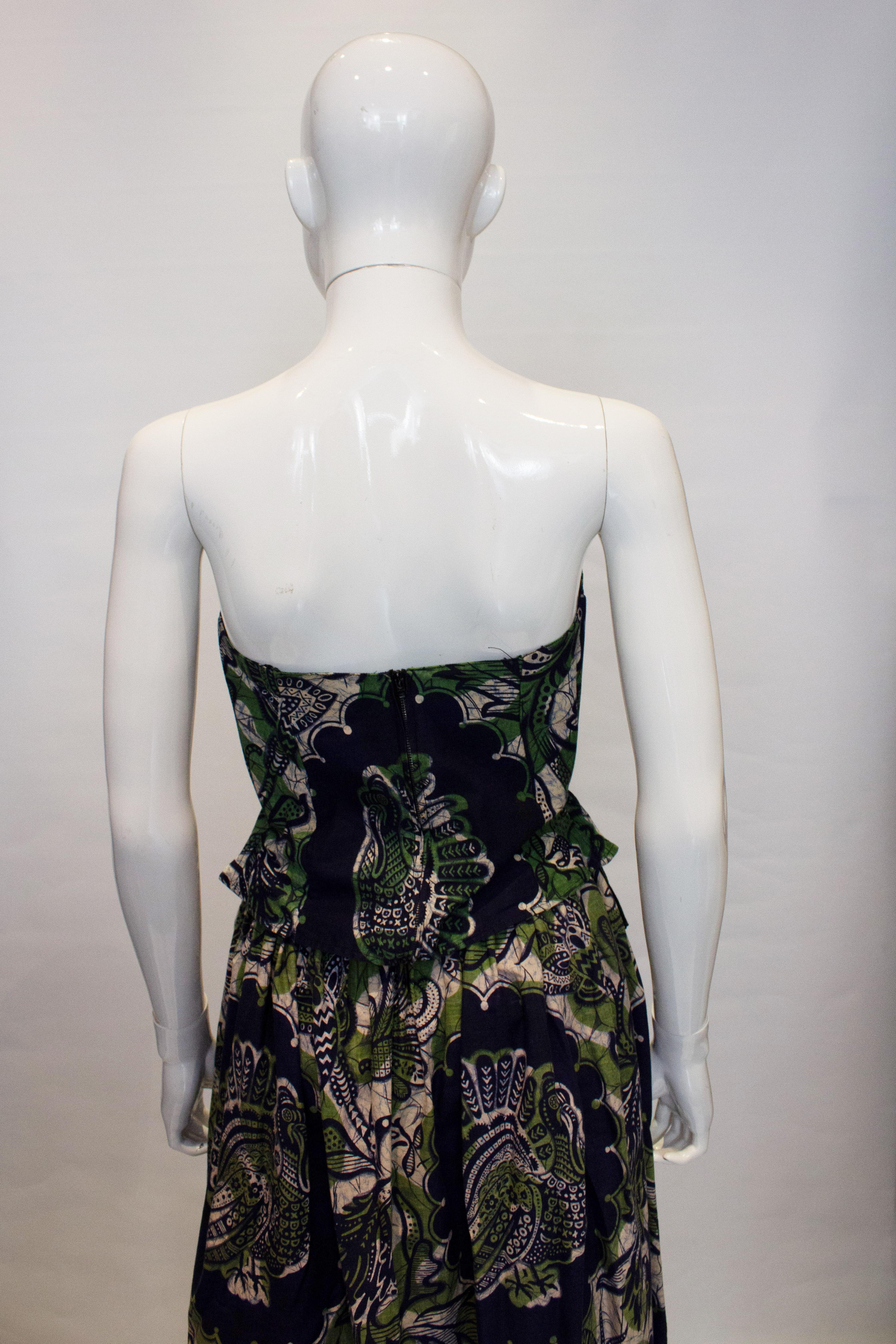 Women's Vintage Batik Print Skirt and Bodice For Sale