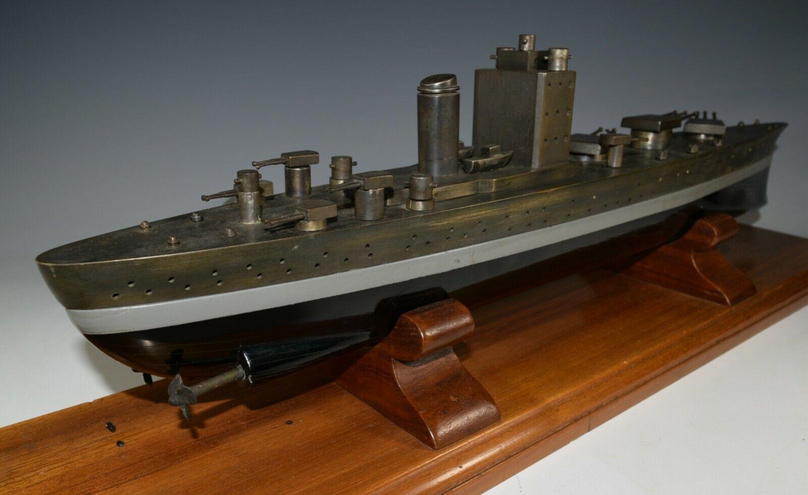 Vintage Battleship WWII Bronze Large Model England HMS Nelson 1920 In Good Condition For Sale In New York, NY