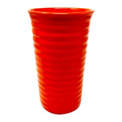 Vase en poterie orange vintage Bauer Los Angeles