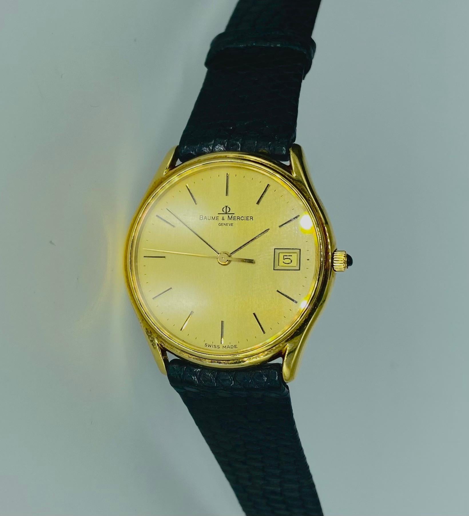 baume mercier geneve 14k gold watch