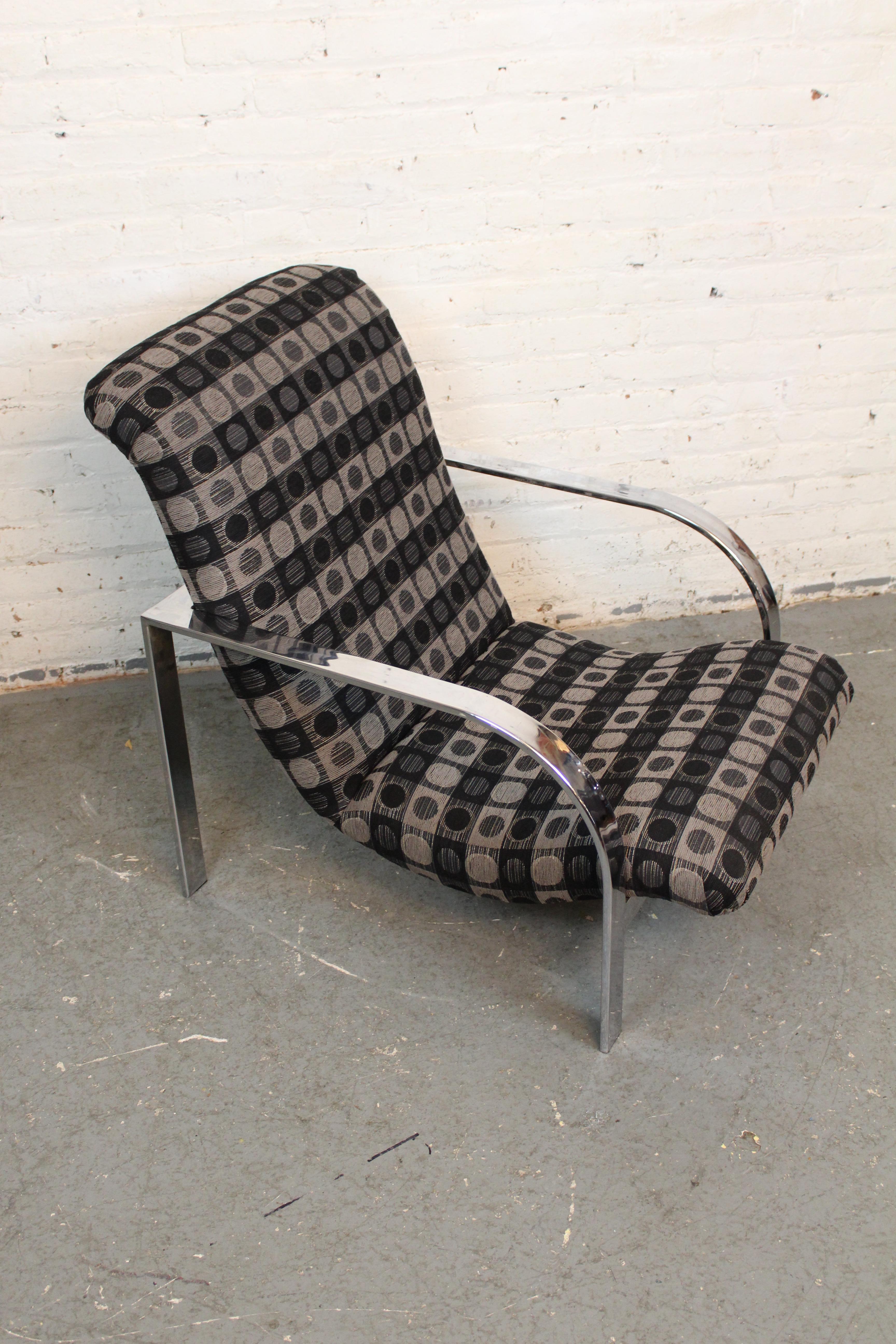 Silla de pala cromada de barra plana estilo vintage Baughman en venta 5