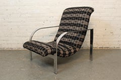 Vintage Baughman Style Flat Bar Chrome Scoop Chair