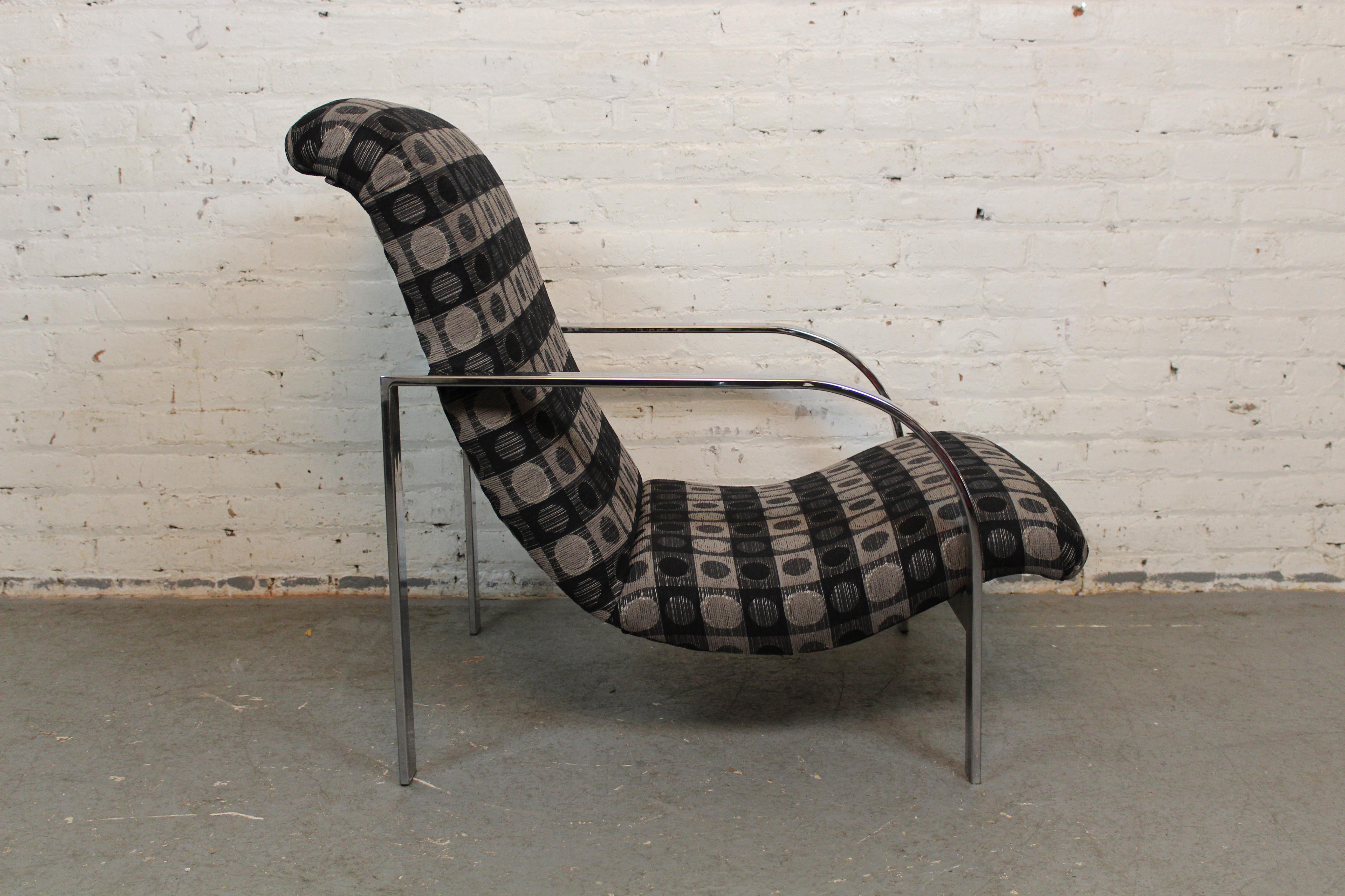Silla de pala cromada de barra plana estilo vintage Baughman Estadounidense en venta