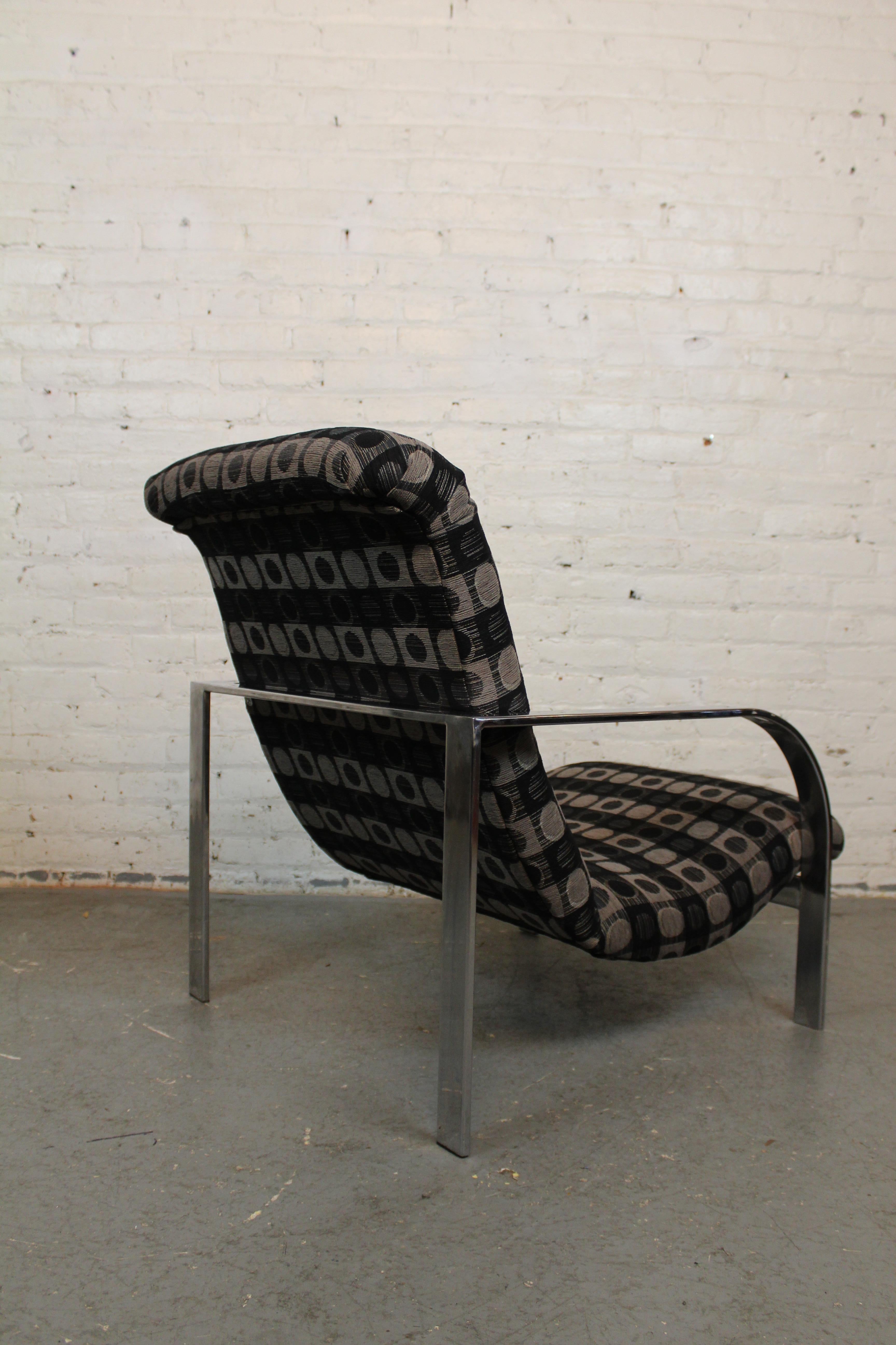 Silla de pala cromada de barra plana estilo vintage Baughman siglo XX en venta