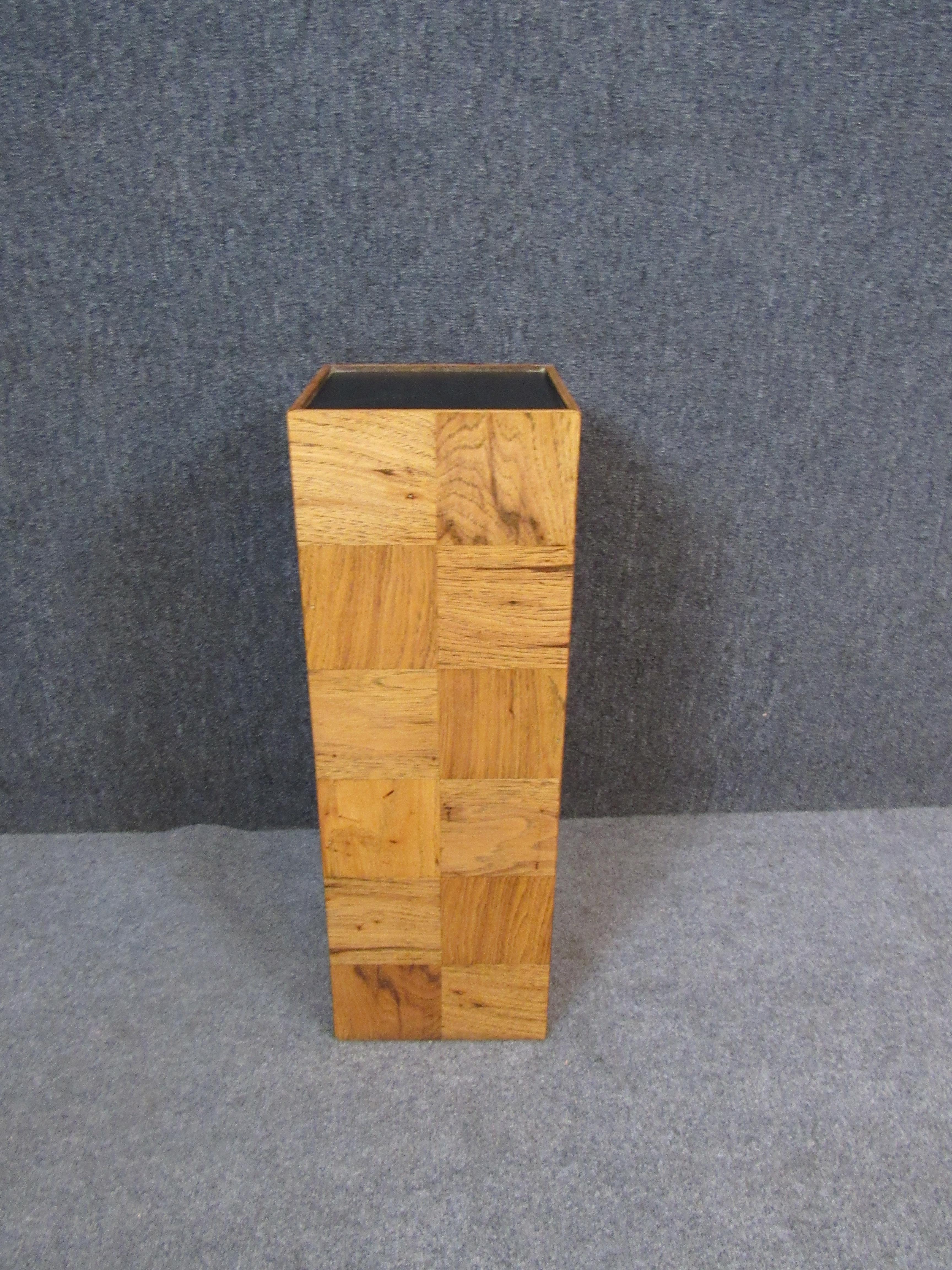 American Vintage Baughman Style Patchwork Wooden Pedestal  For Sale