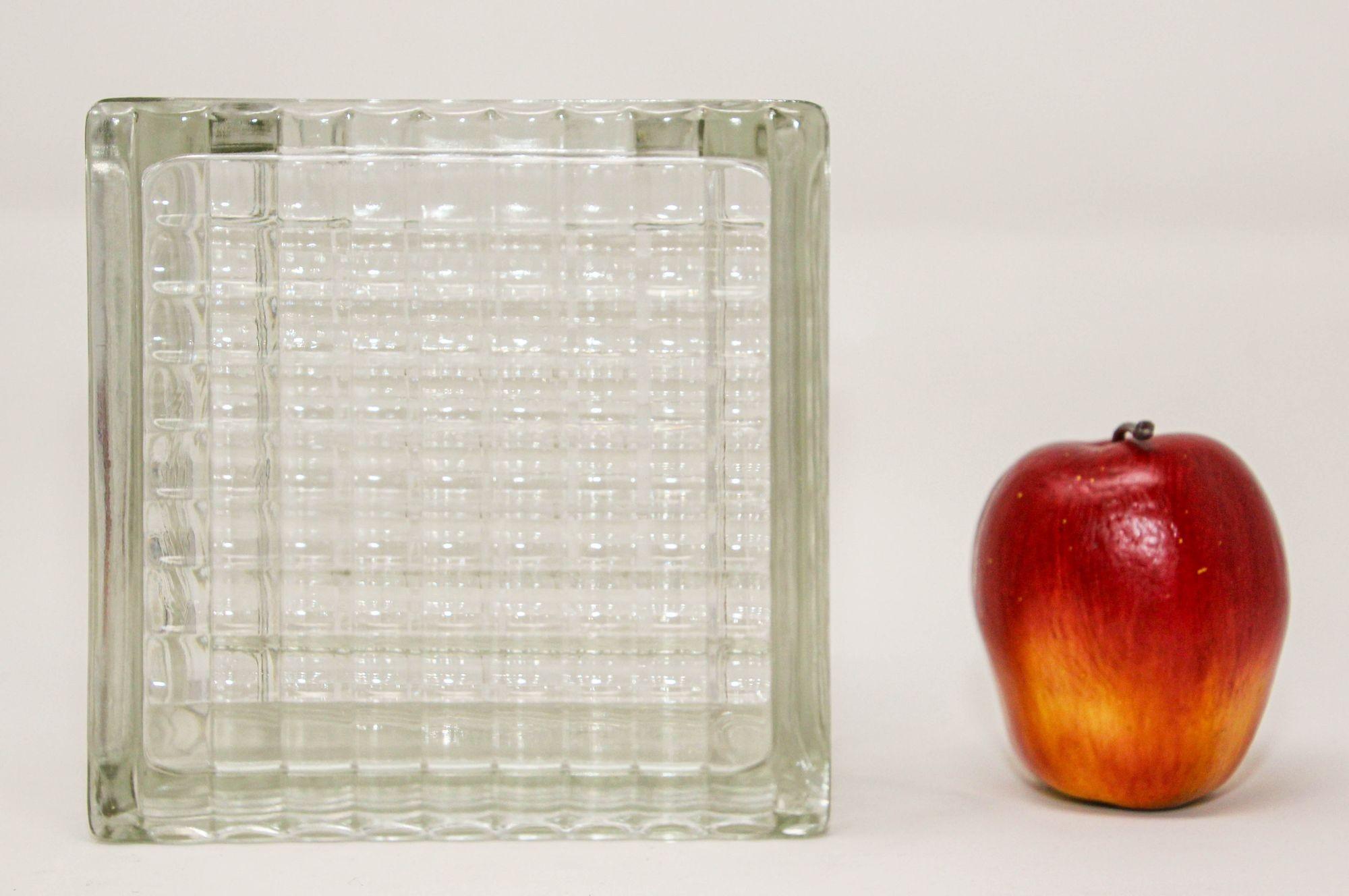 Vintage Bauhaus Art Deco Architectural Clear Patterned Glass Block Vase ...