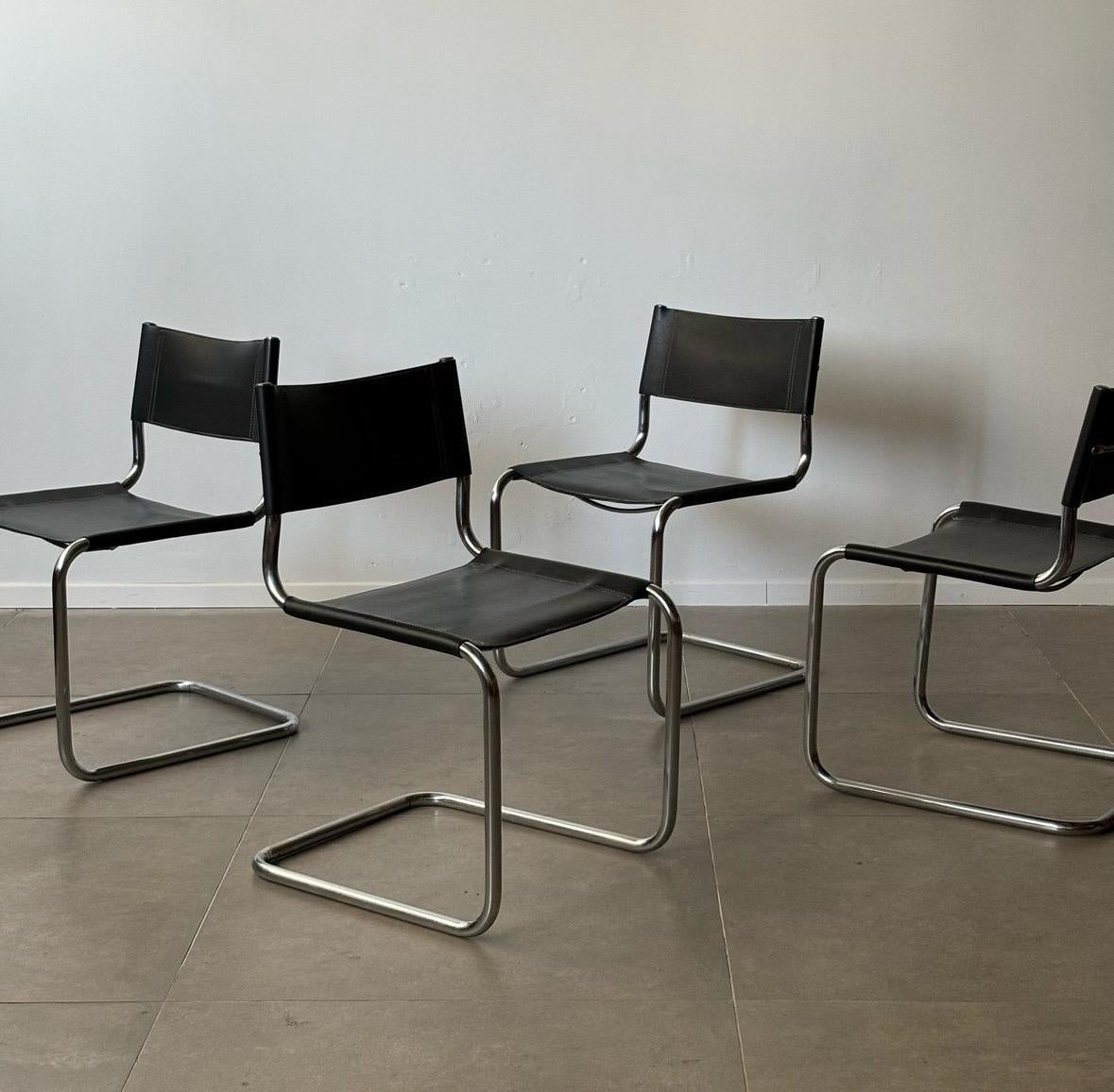 The vintage black leather Bauhaus chair by Mart Stam, re-edited in the 1970s in Italy, is a stunning example of modernist design that continues to captivate collectors. Originally conceived by Stam, a pivotal figure in the Bauhaus movement, this