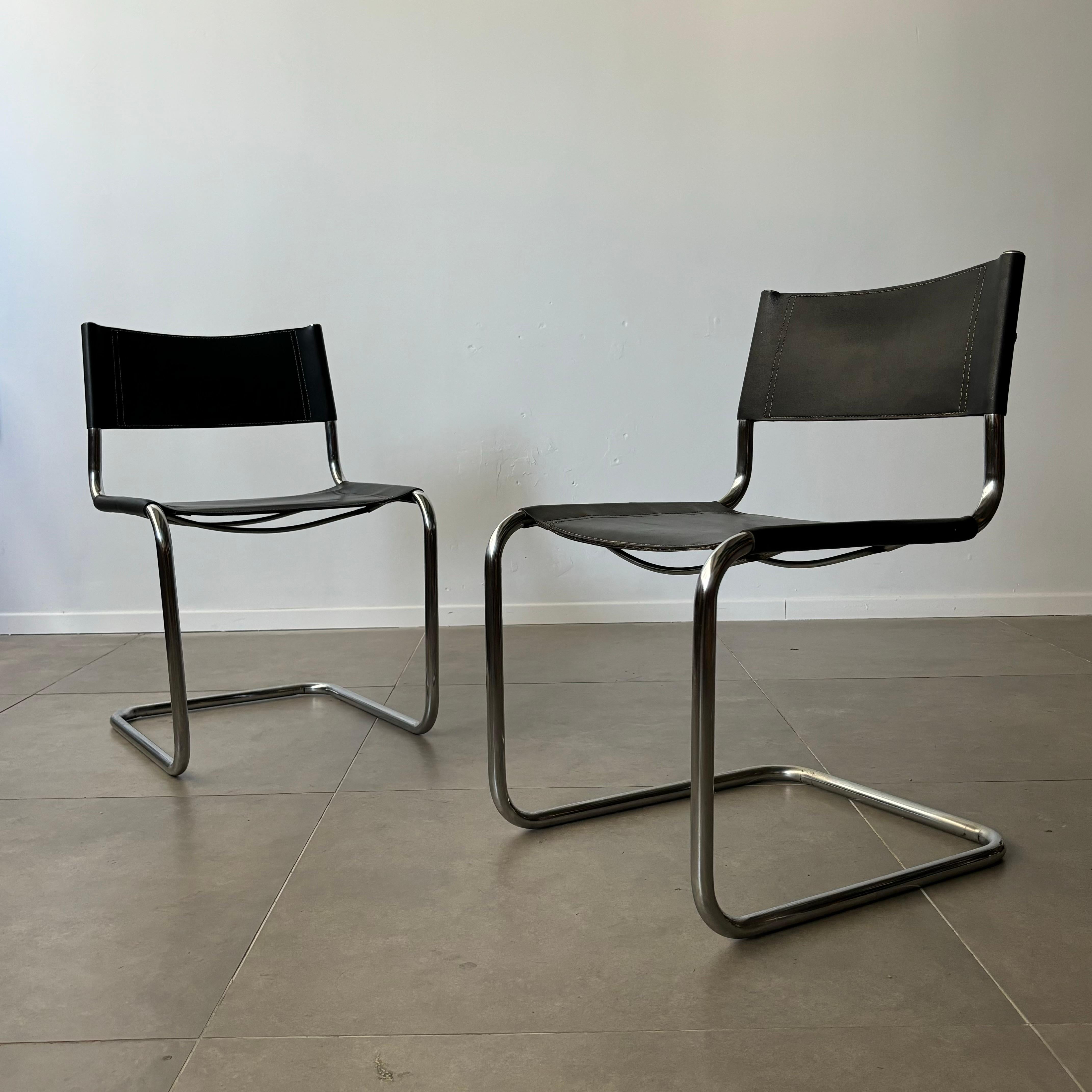 Leather Vintage Bauhaus chairs by Mart Stam, 1970s For Sale