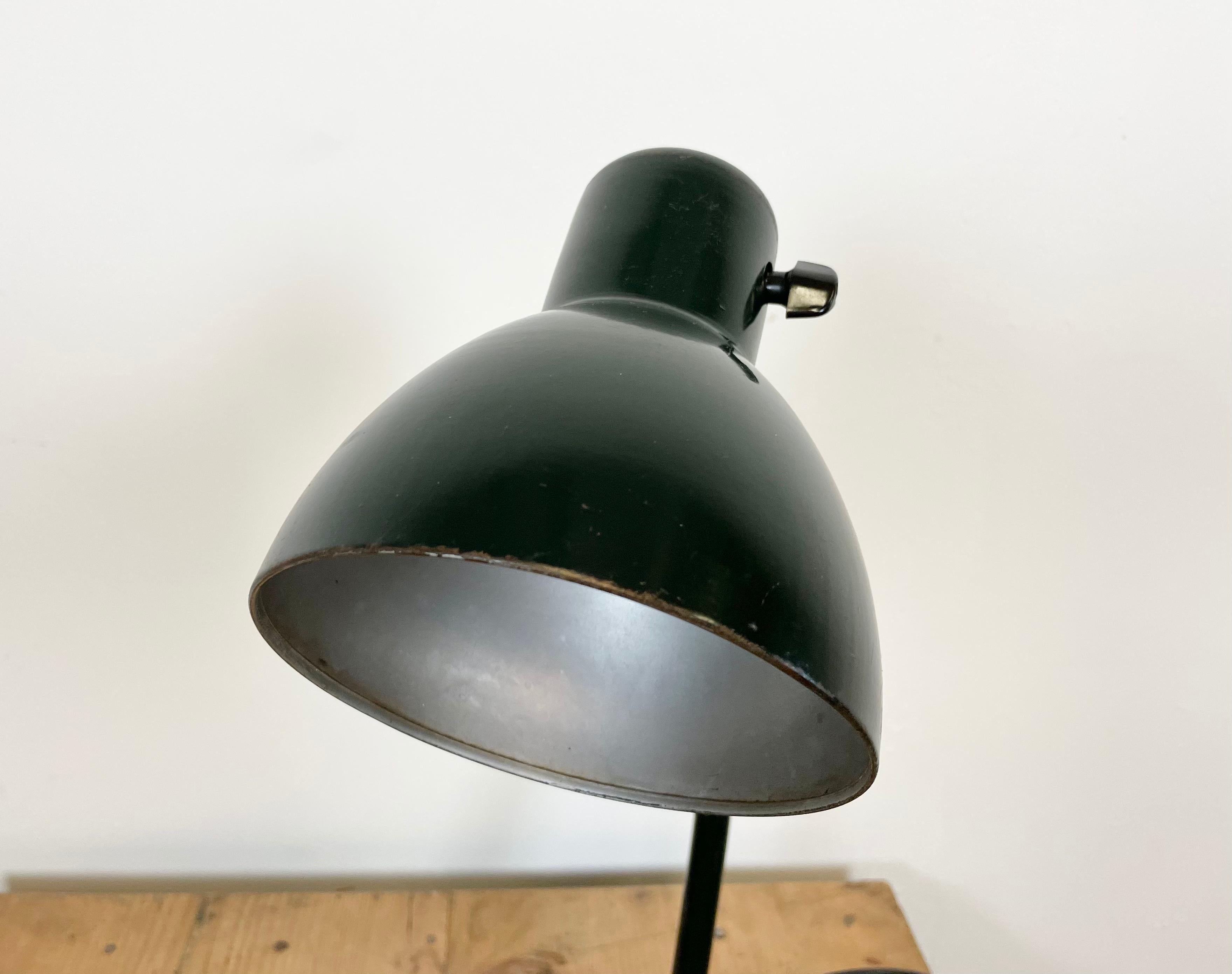 Vintage Dark Green Bauhaus Desk Lamp from Kandem Leuchten, 1930s In Good Condition In Kojetice, CZ