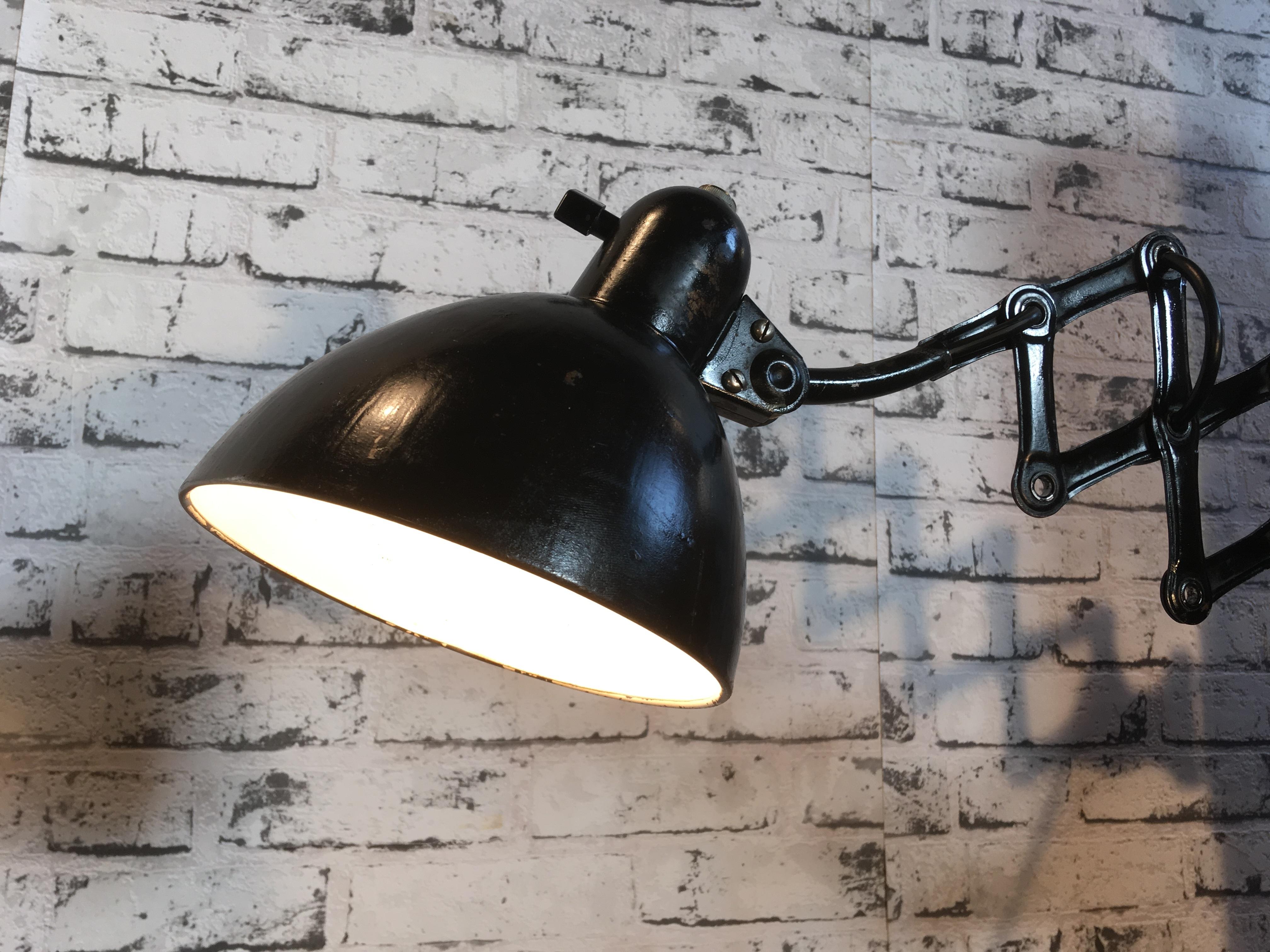 Vintage Bauhaus Industrial Black Scissor Wall Lamp, 1930s 3