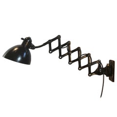 Antique Bauhaus Industrial Black Scissor Wall Lamp, 1930s