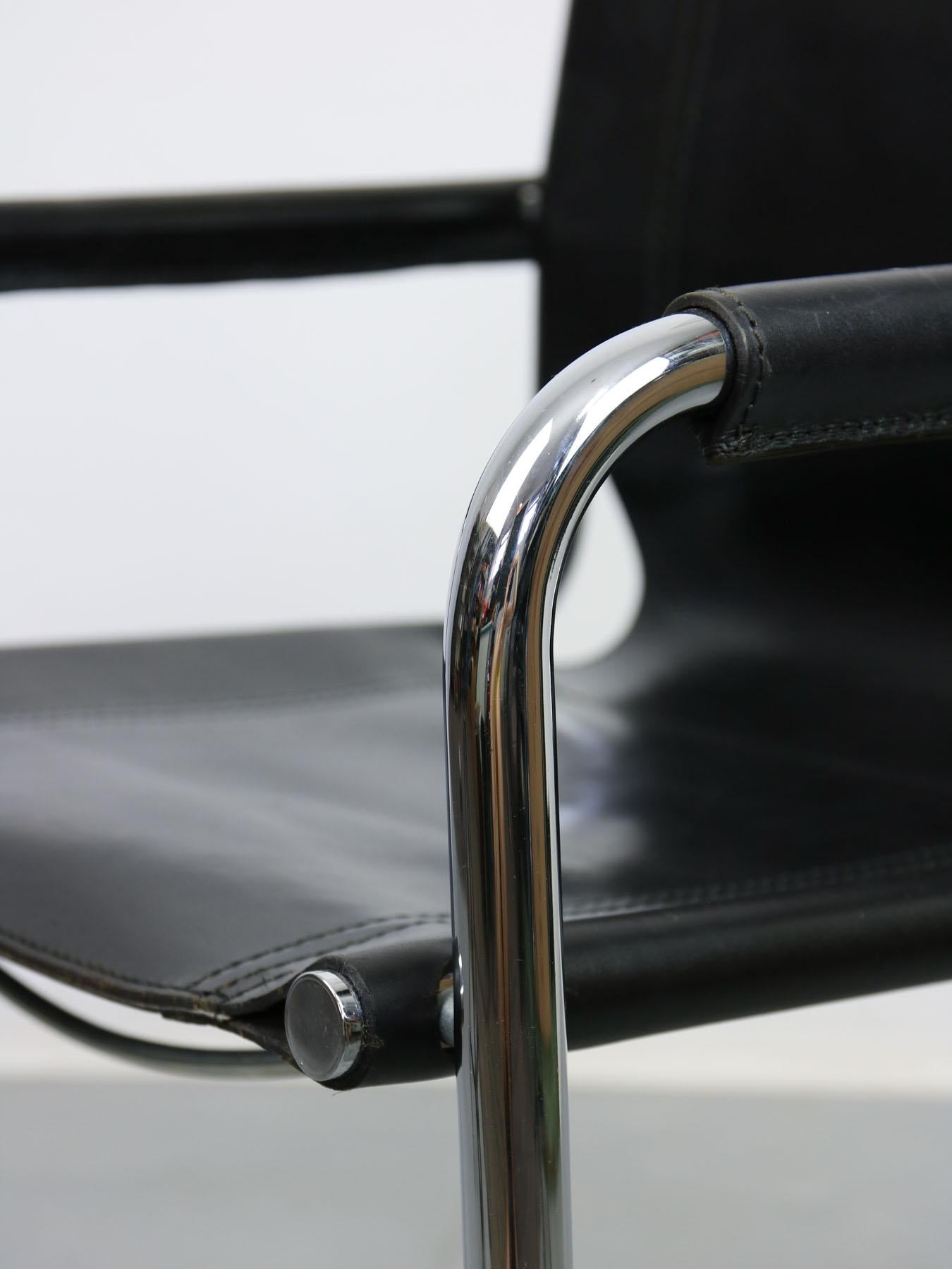 Seltener Freischwinger-Stuhl mit voller Rückenlehne aus Leder von Mart Stam, Bauhaus-Leder 3
