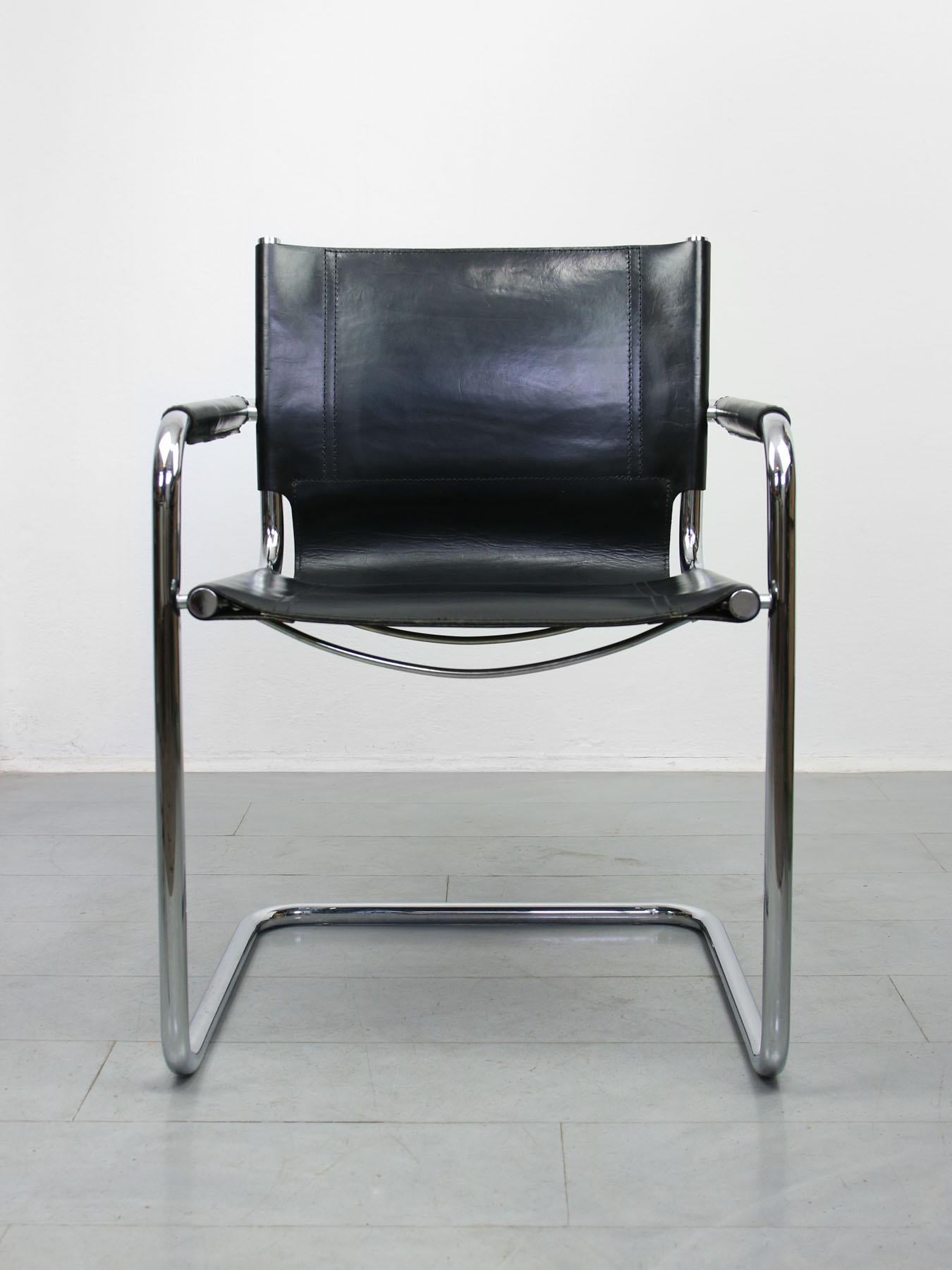 Vintage Bauhaus Leather Rare Full-Back Cantilever Chair by Mart Stam 5