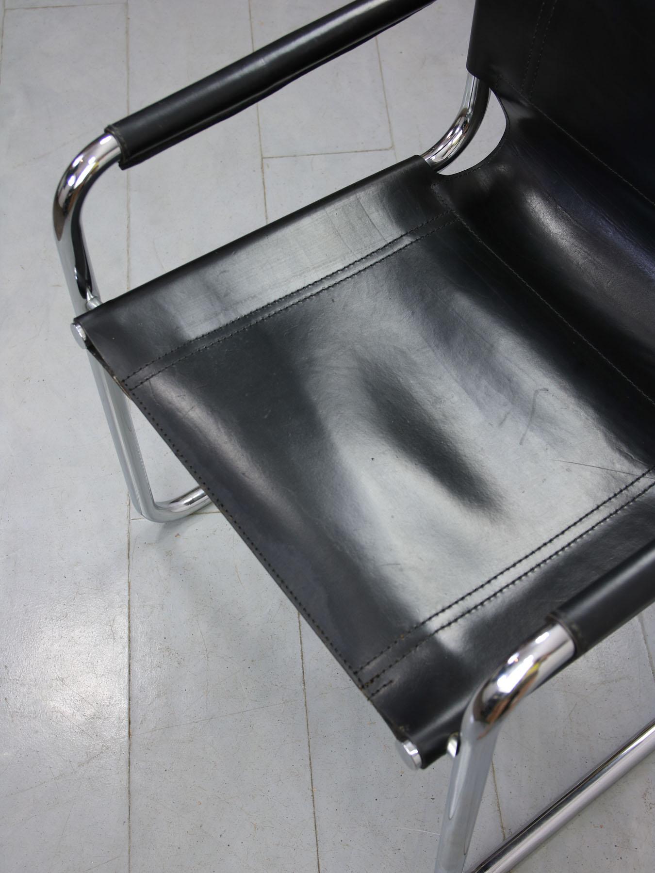 Seltener Freischwinger-Stuhl mit voller Rückenlehne aus Leder von Mart Stam, Bauhaus-Leder 6