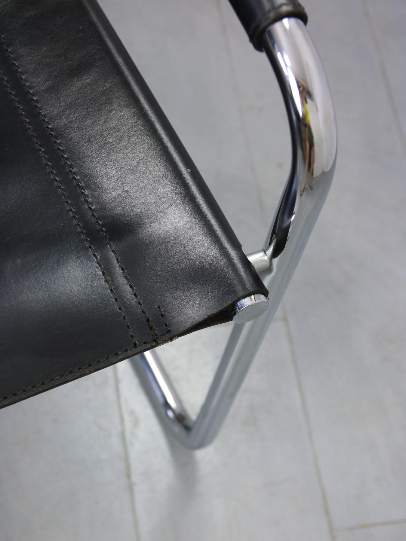 Vintage Bauhaus Leather Rare Full-Back Cantilever Chair by Mart Stam 8