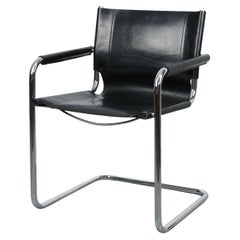 Seltener Freischwinger-Stuhl mit voller Rückenlehne aus Leder von Mart Stam, Bauhaus-Leder