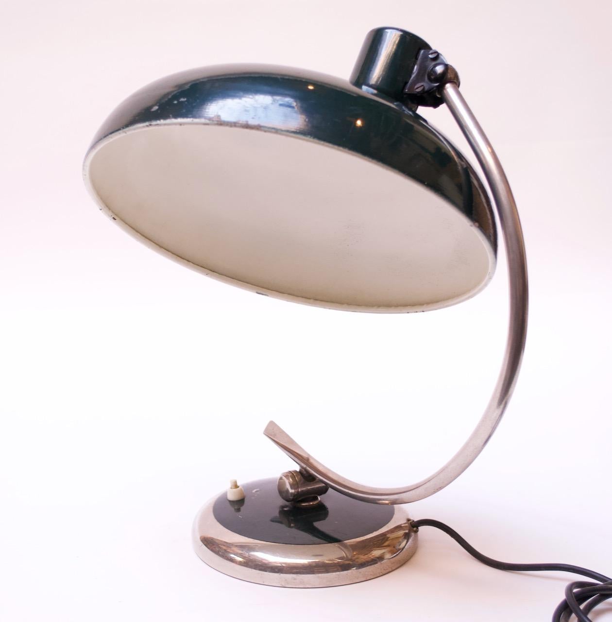 Mid-20th Century Vintage Bauhaus Metal and Chrome Table Lamp after Christian Dell