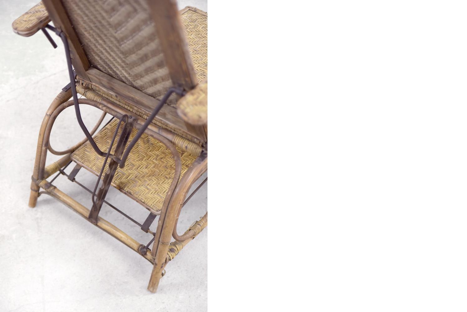 Vintage Bauhaus Rattan & Bamboo Chair with Ottoman by Erich Dieckmann, 1930s For Sale 4